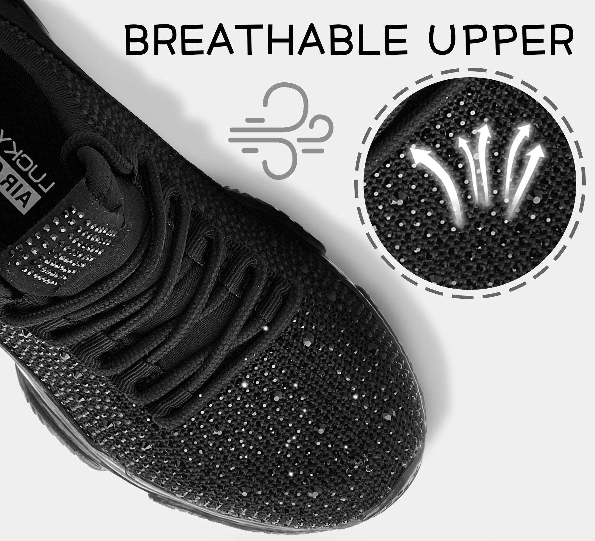 Girls Rhinestone Slip-On Sneakers - Kids Sparkly Lightweight Tennis Shoes with Jelly Sole & 1.57" Platform