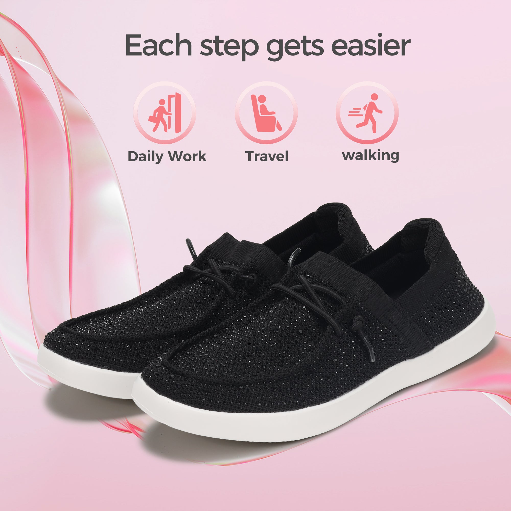 LuckyStep Rhinestone Slip-On Loafers