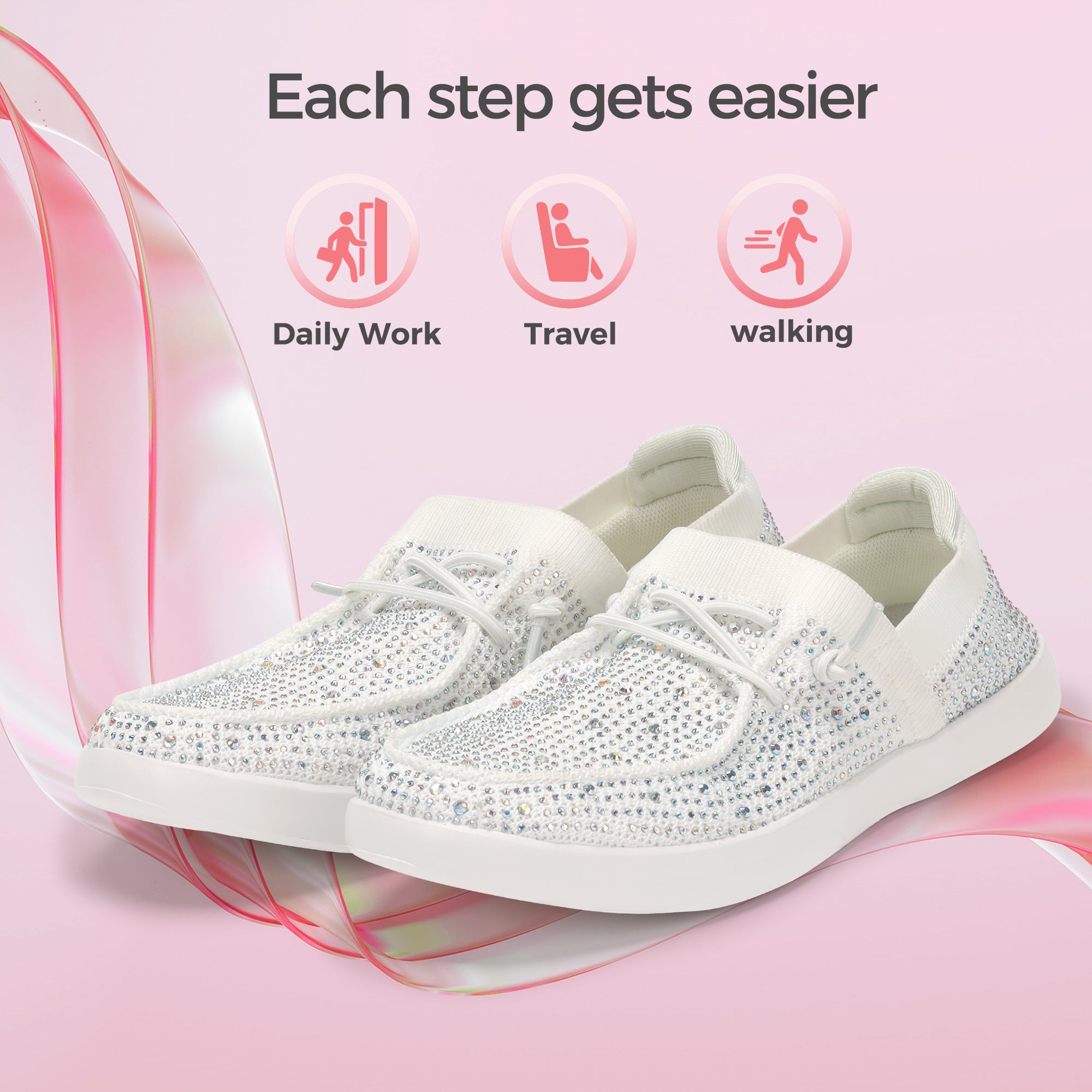 LuckyStep Rhinestone Slip-On Loafers