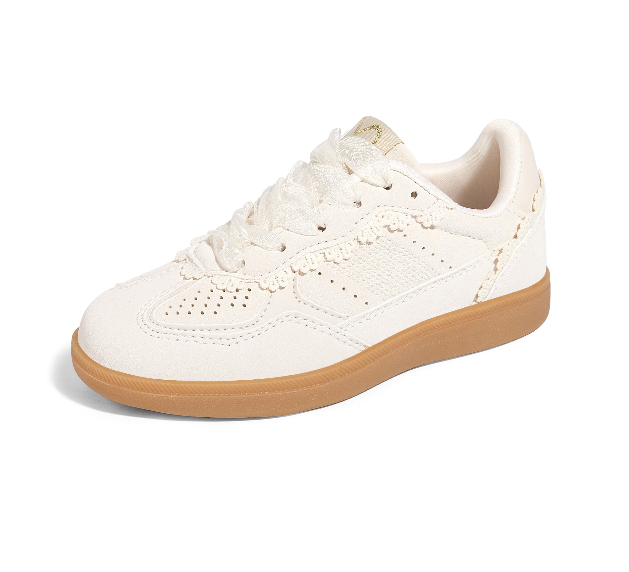 Kids Floral Retro Sneakers - Dual Laces Gum Sole Walking Shoes