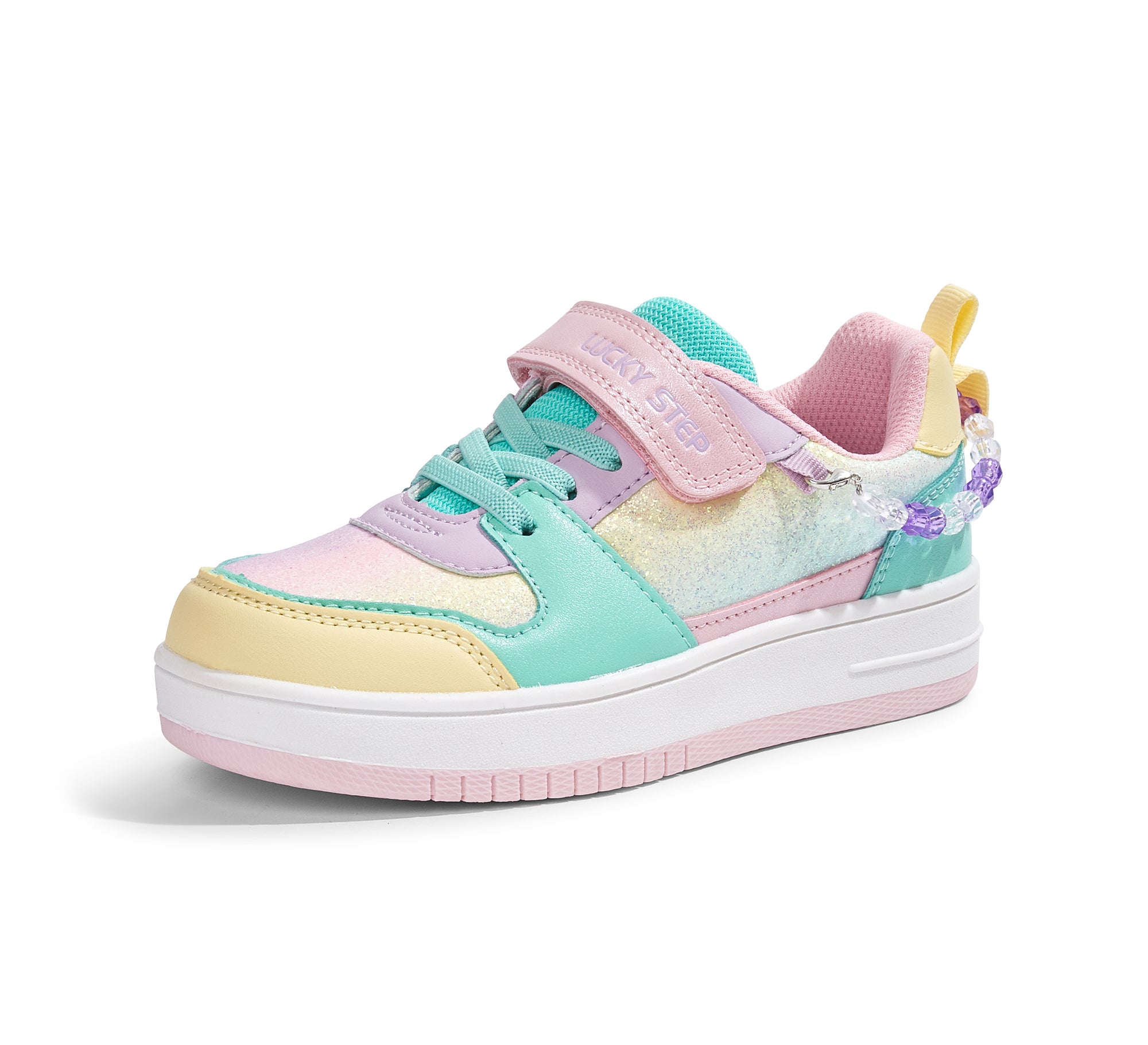 Girls' Glitter Sneakers | Slip-On Sparkly Hook & Loop Kids Shoes