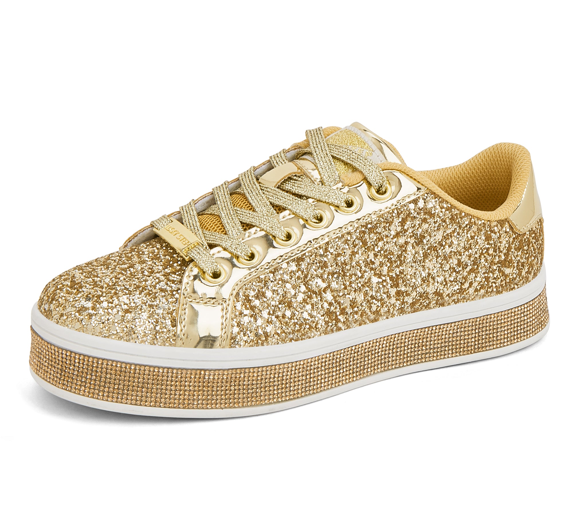 Women's Glitter Wedding Sneakers - Rhinestone Sole Platform Shoes