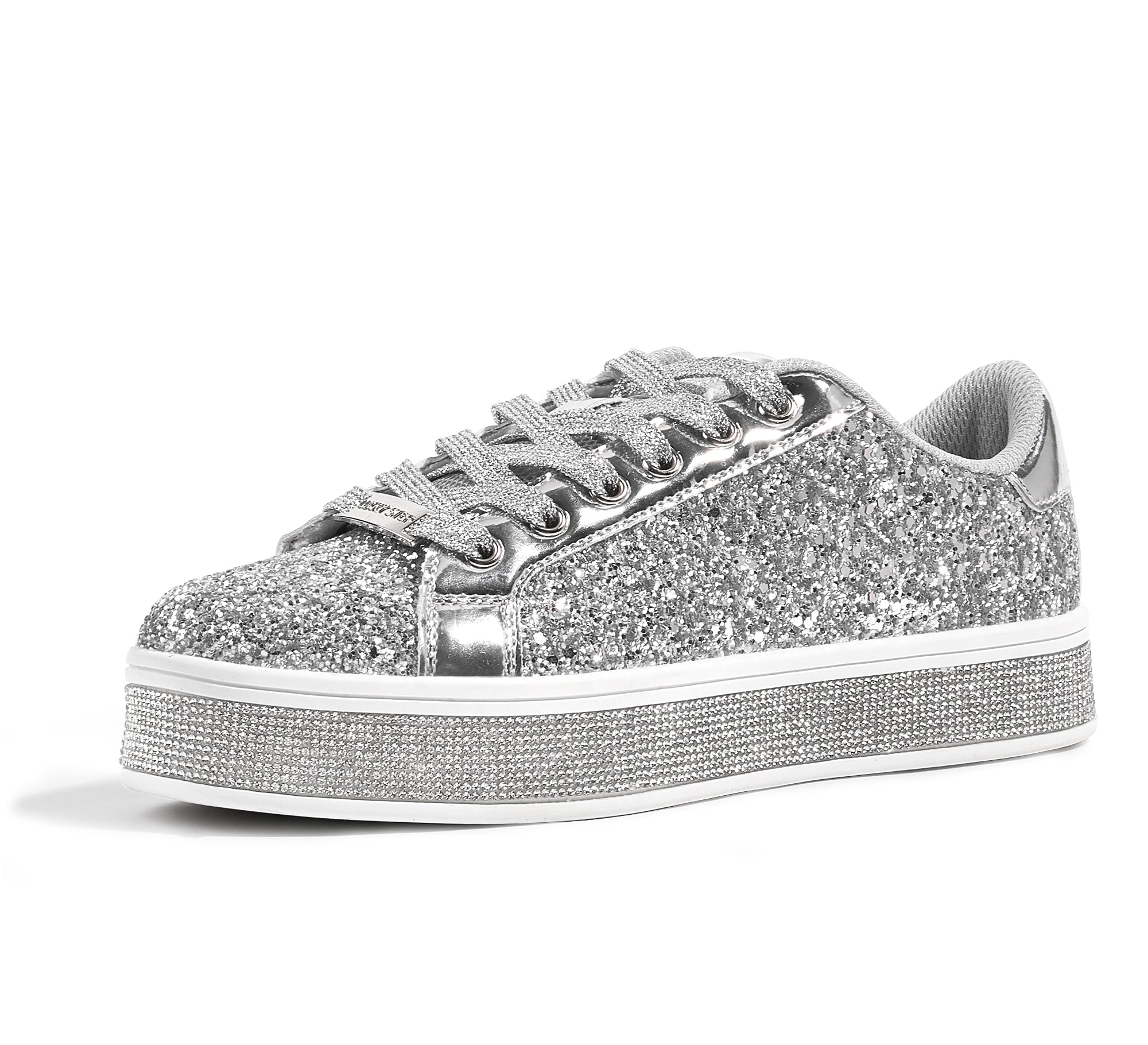 Women's Glitter Wedding Sneakers - Rhinestone Sole Platform Shoes