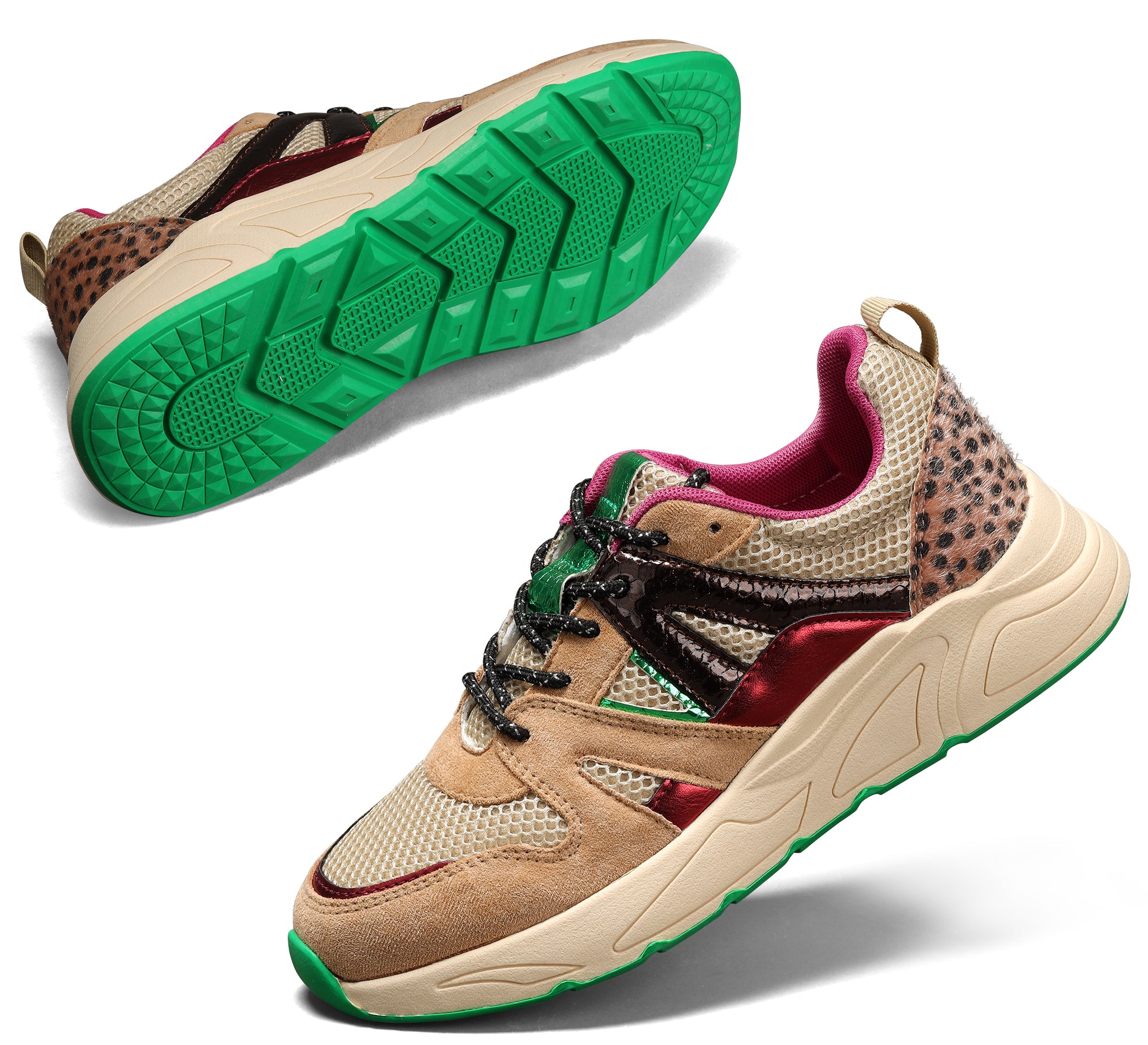 Lucky Step Women’s Retro Colorblock Chunky Sneakers