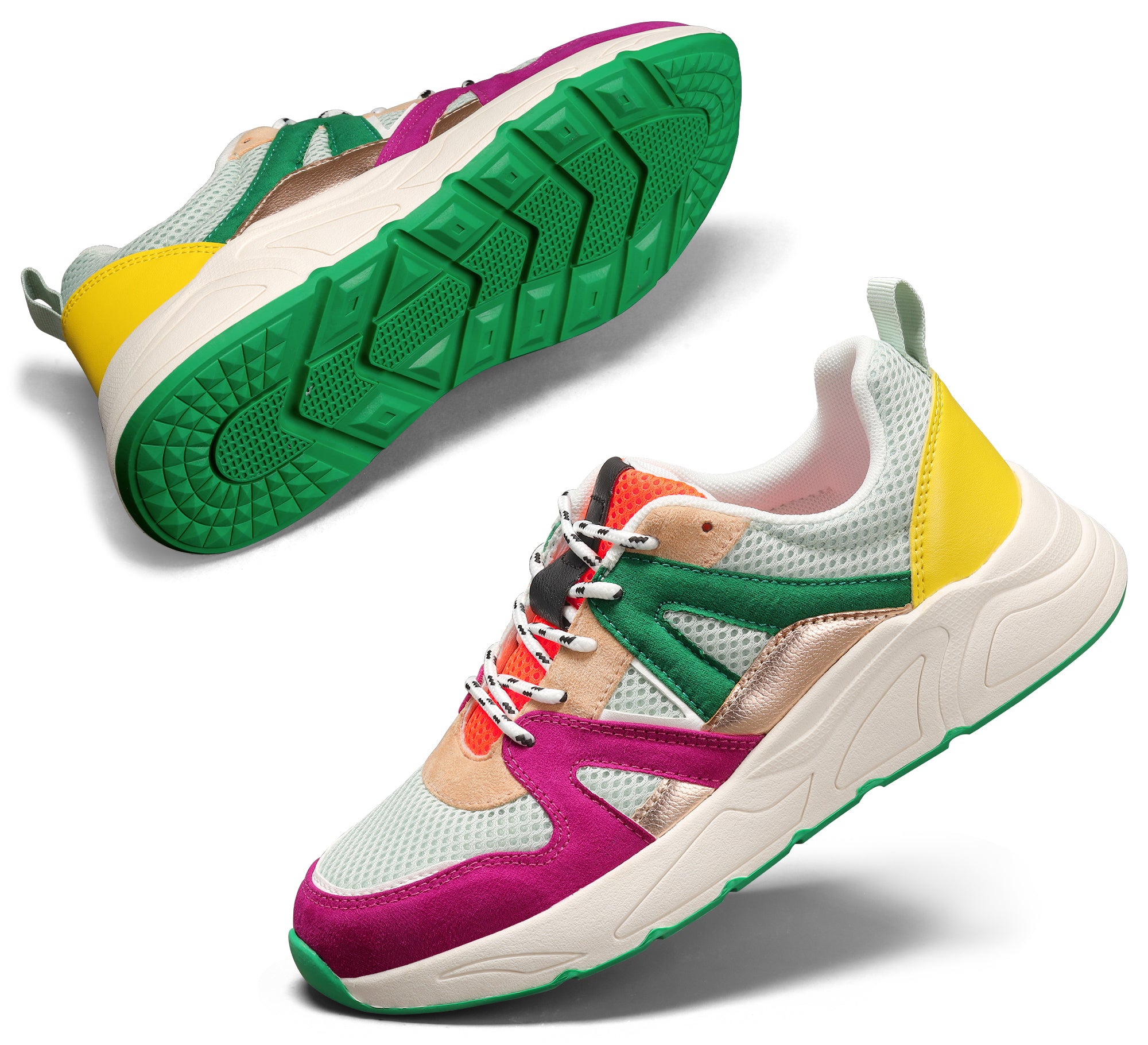 Lucky Step Women’s Retro Colorblock Chunky Sneakers
