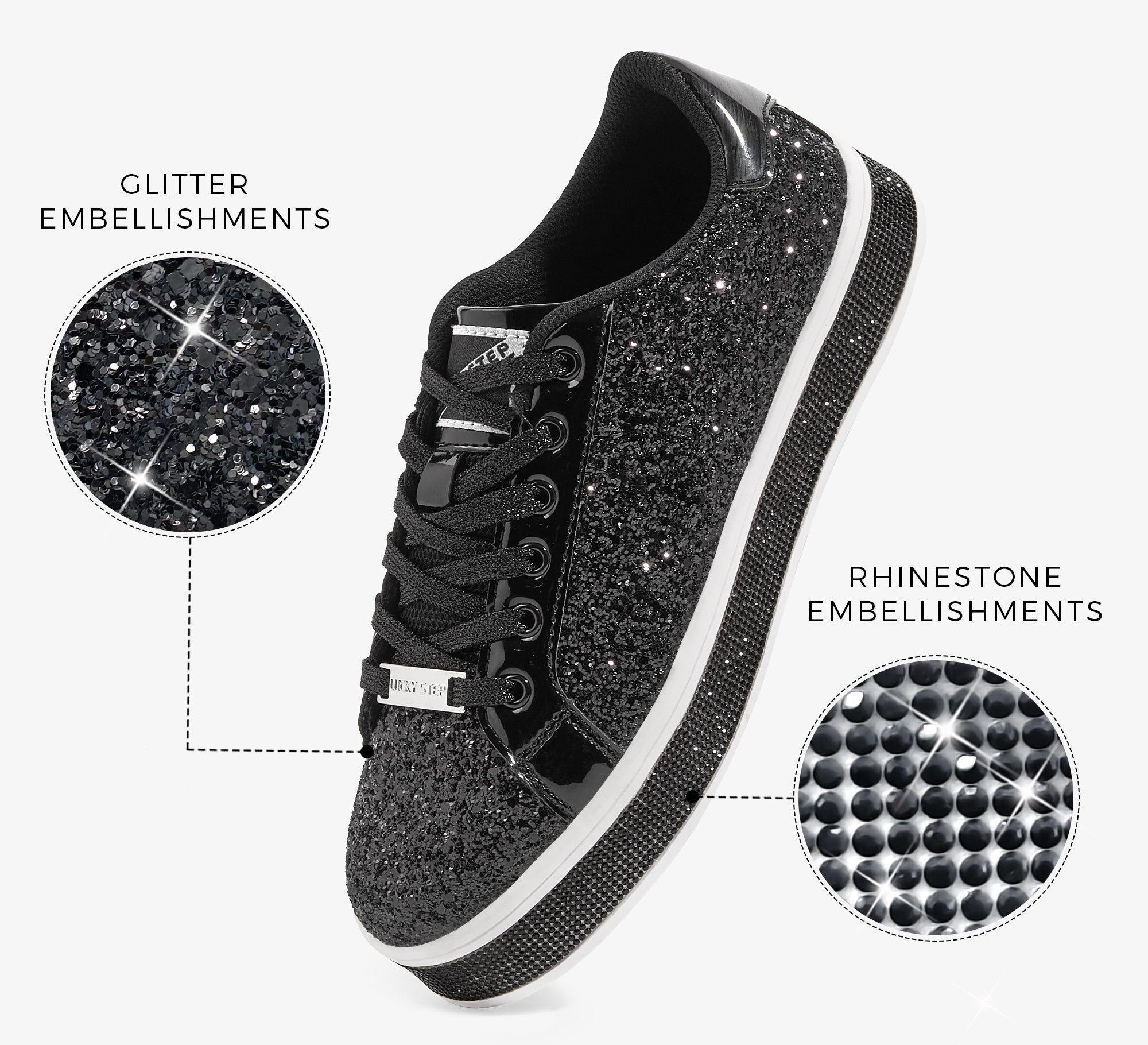 Women's Glitter Wedding Sneakers - Rhinestone Sole Platform Shoes