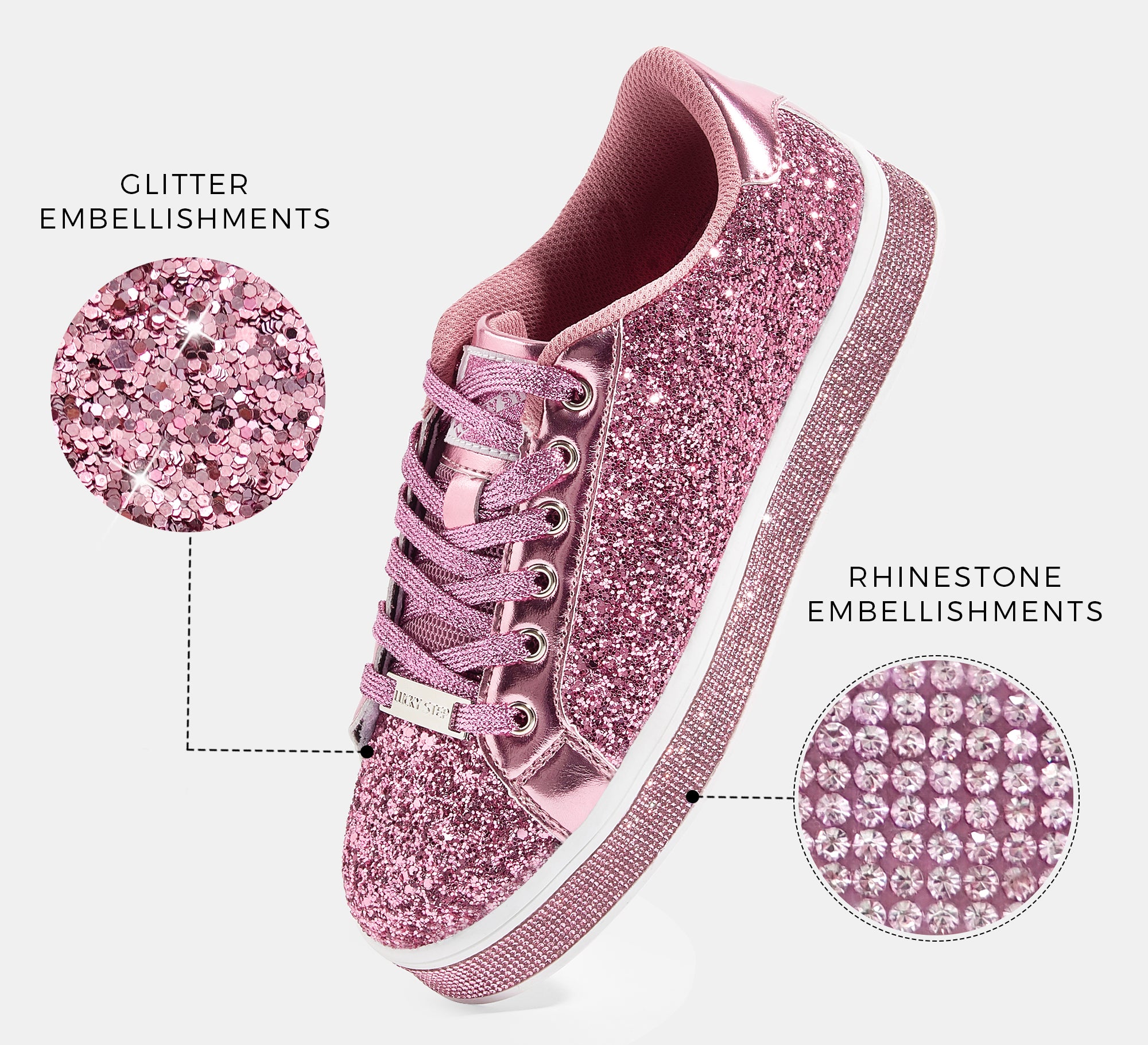 Women's Glitter Wedding Sneakers - Rhinestone Sole Platform Shoes