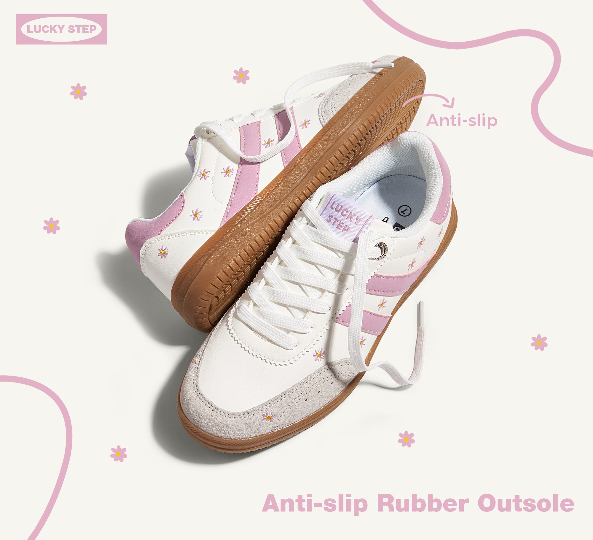 Women's Floral Embroidery Retro Sneakers - Gum Sole Anti-Slip Walking Shoes