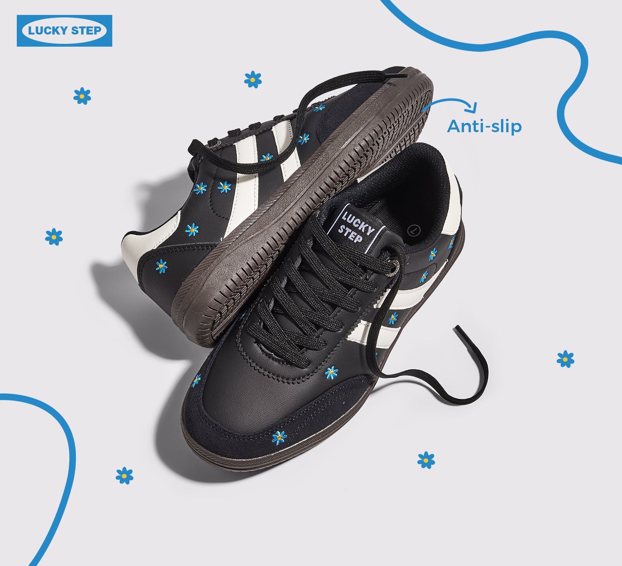 Women's Floral Embroidery Retro Sneakers - Gum Sole Anti-Slip Walking Shoes