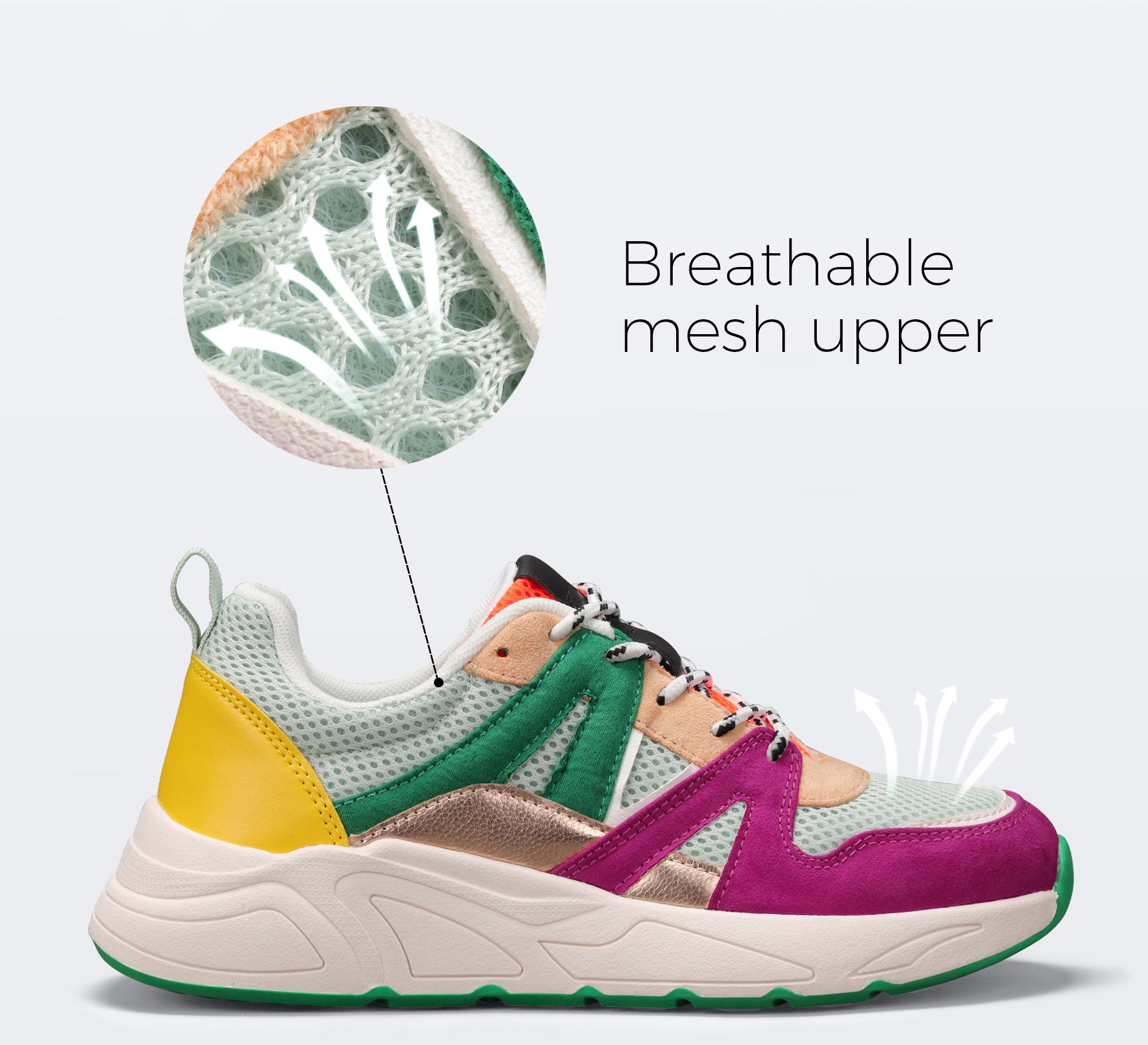 Lucky Step Women’s Retro Colorblock Chunky Sneakers