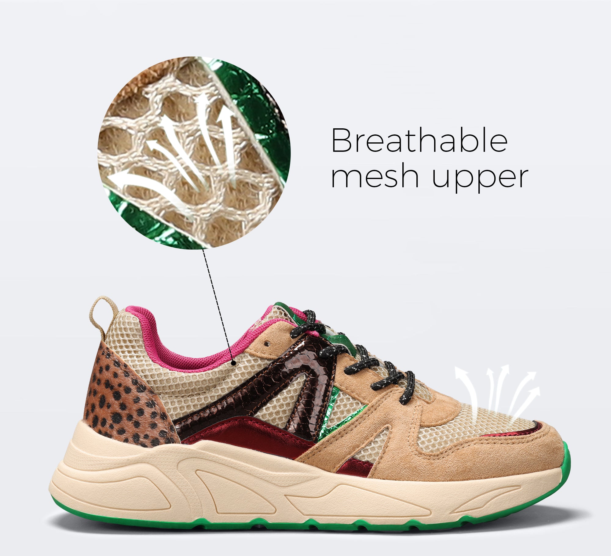 Lucky Step Women’s Retro Colorblock Chunky Sneakers