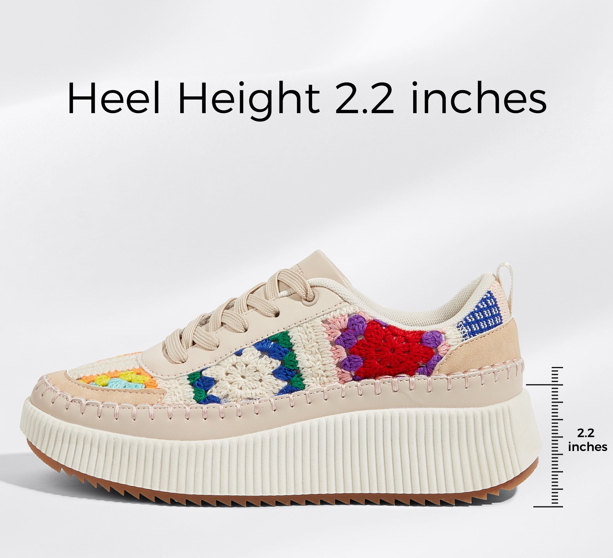Women's Chunky Platform Sneakers - Rhinestone Braided Walking Shoes