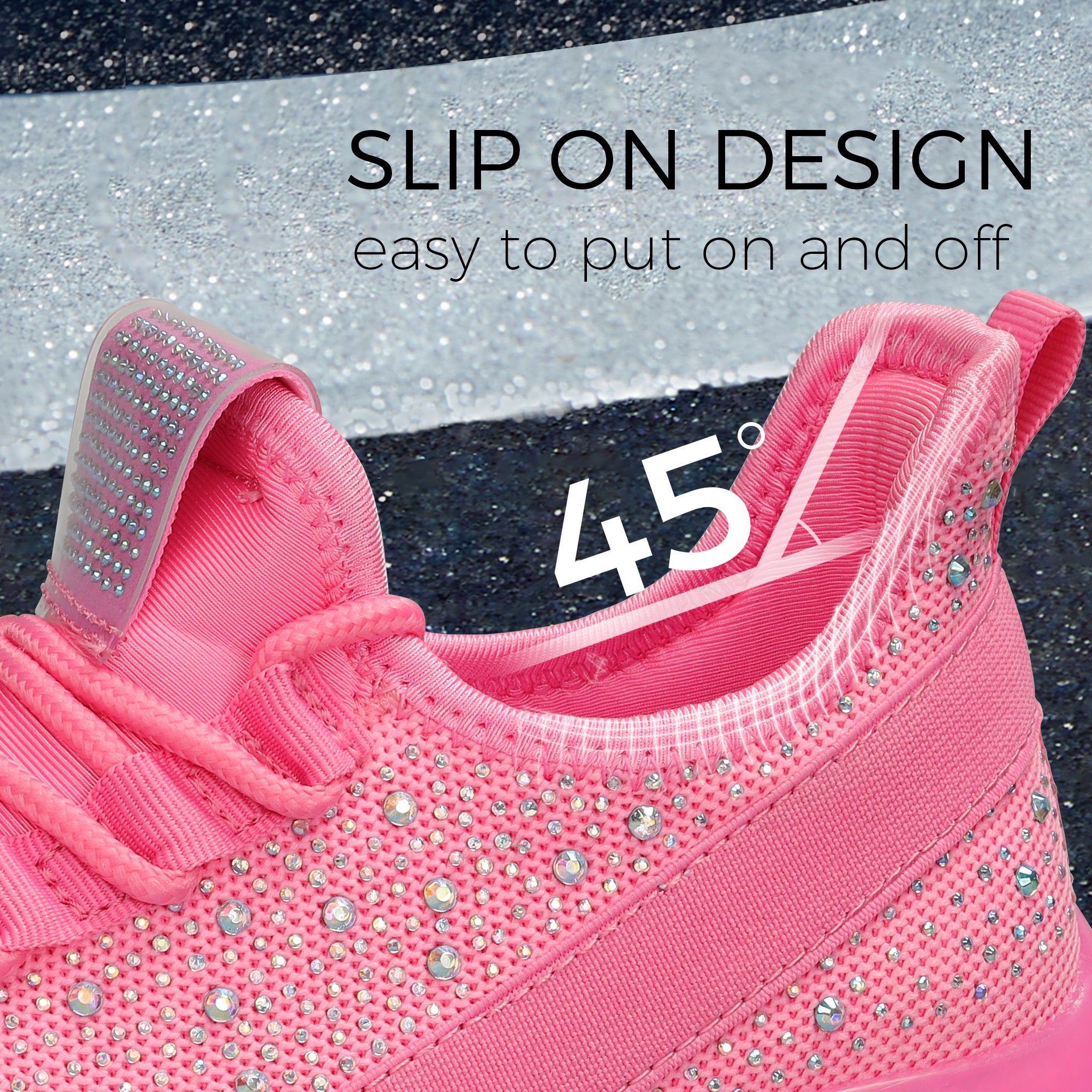 Lucky Step Rhinestone Mesh Slip-On Sneakers