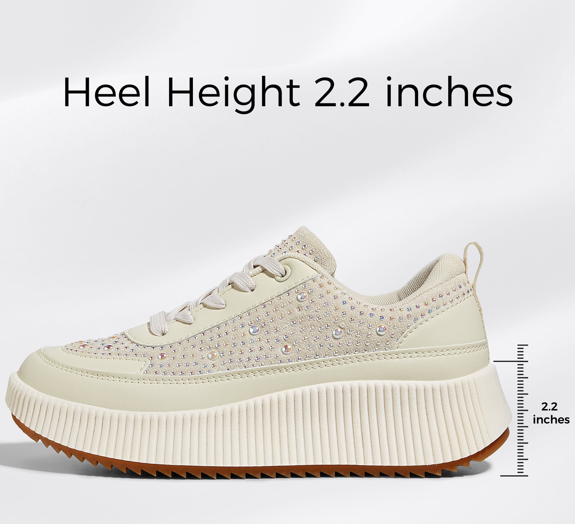 Women's Chunky Platform Sneakers - Rhinestone Braided Walking Shoes
