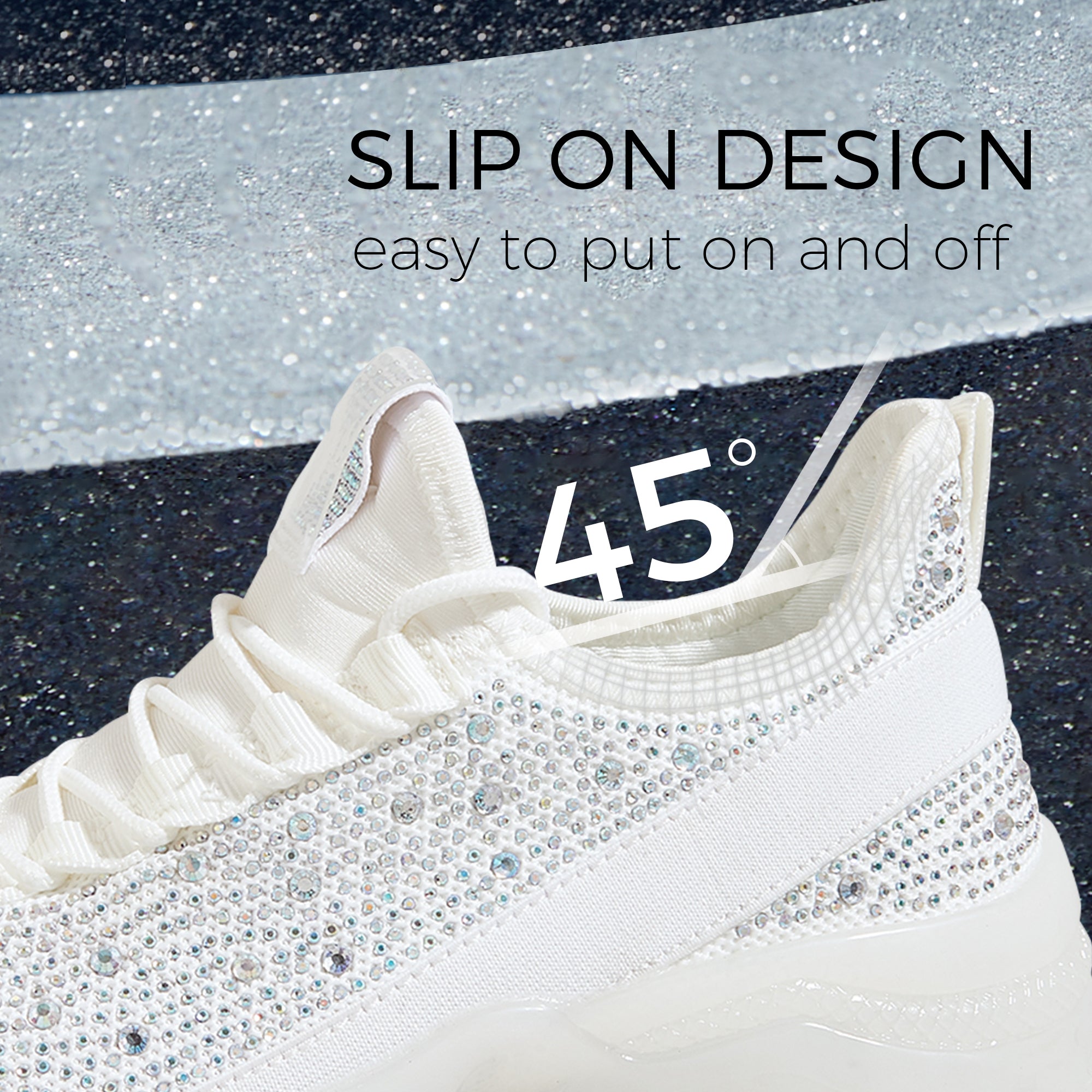 Lucky Step Rhinestone Mesh Slip-On Sneakers