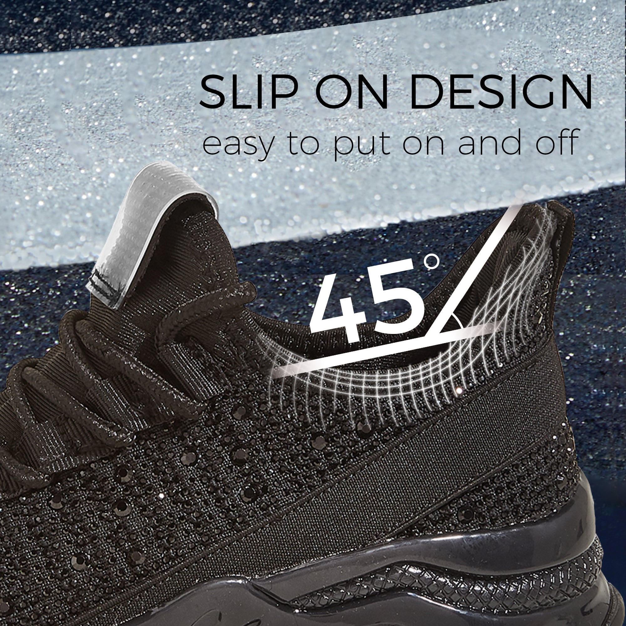 Lucky Step Rhinestone Mesh Slip-On Sneakers