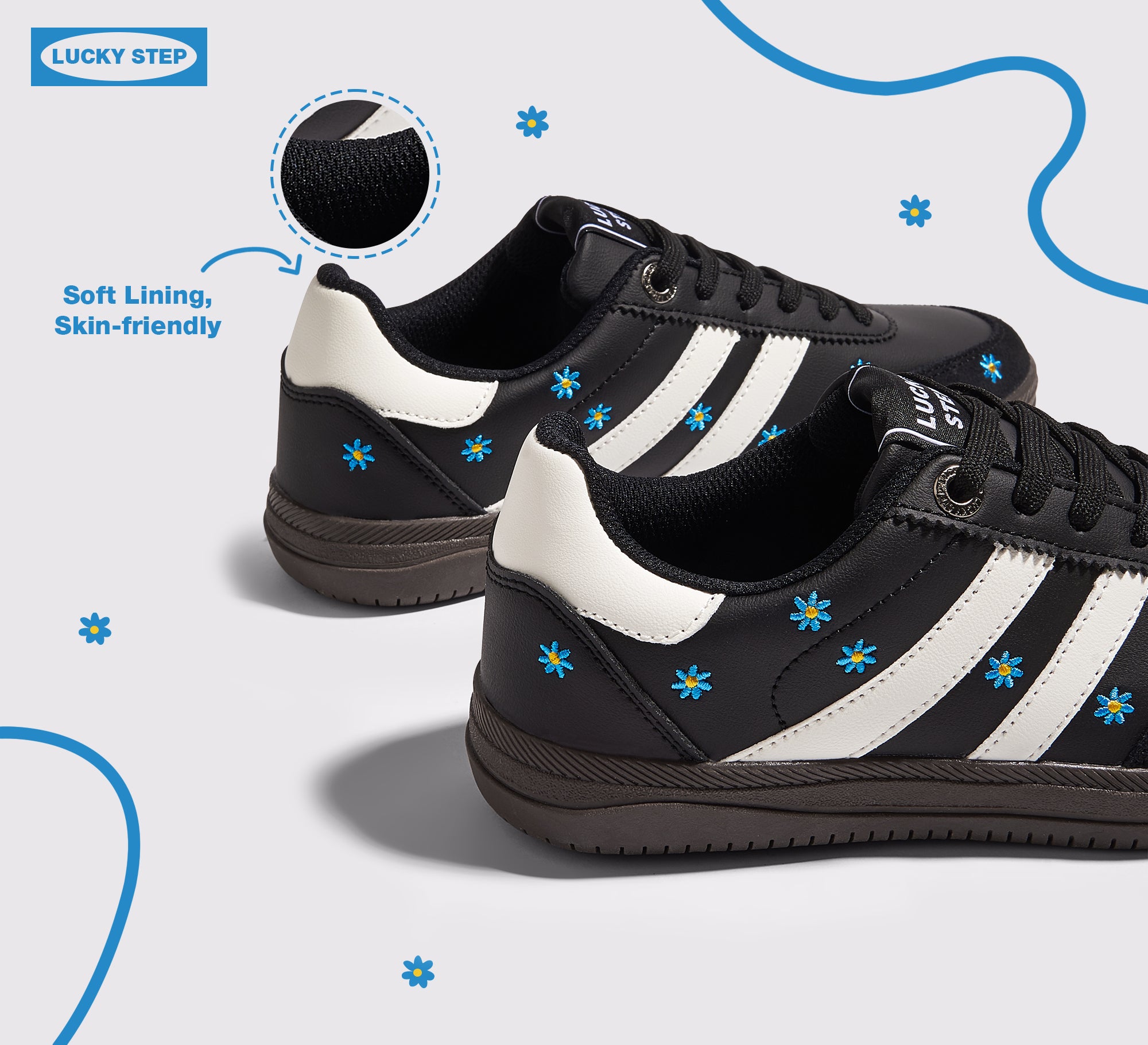 Women's Floral Embroidery Retro Sneakers - Gum Sole Anti-Slip Walking Shoes