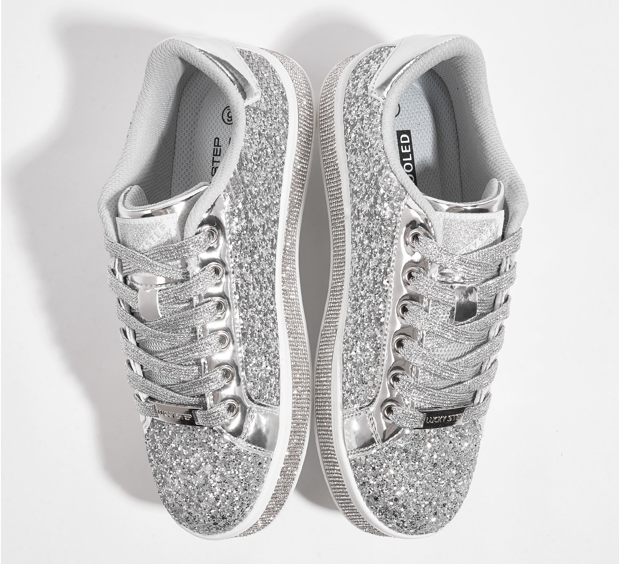 Women's Glitter Wedding Sneakers - Rhinestone Sole Platform Shoes