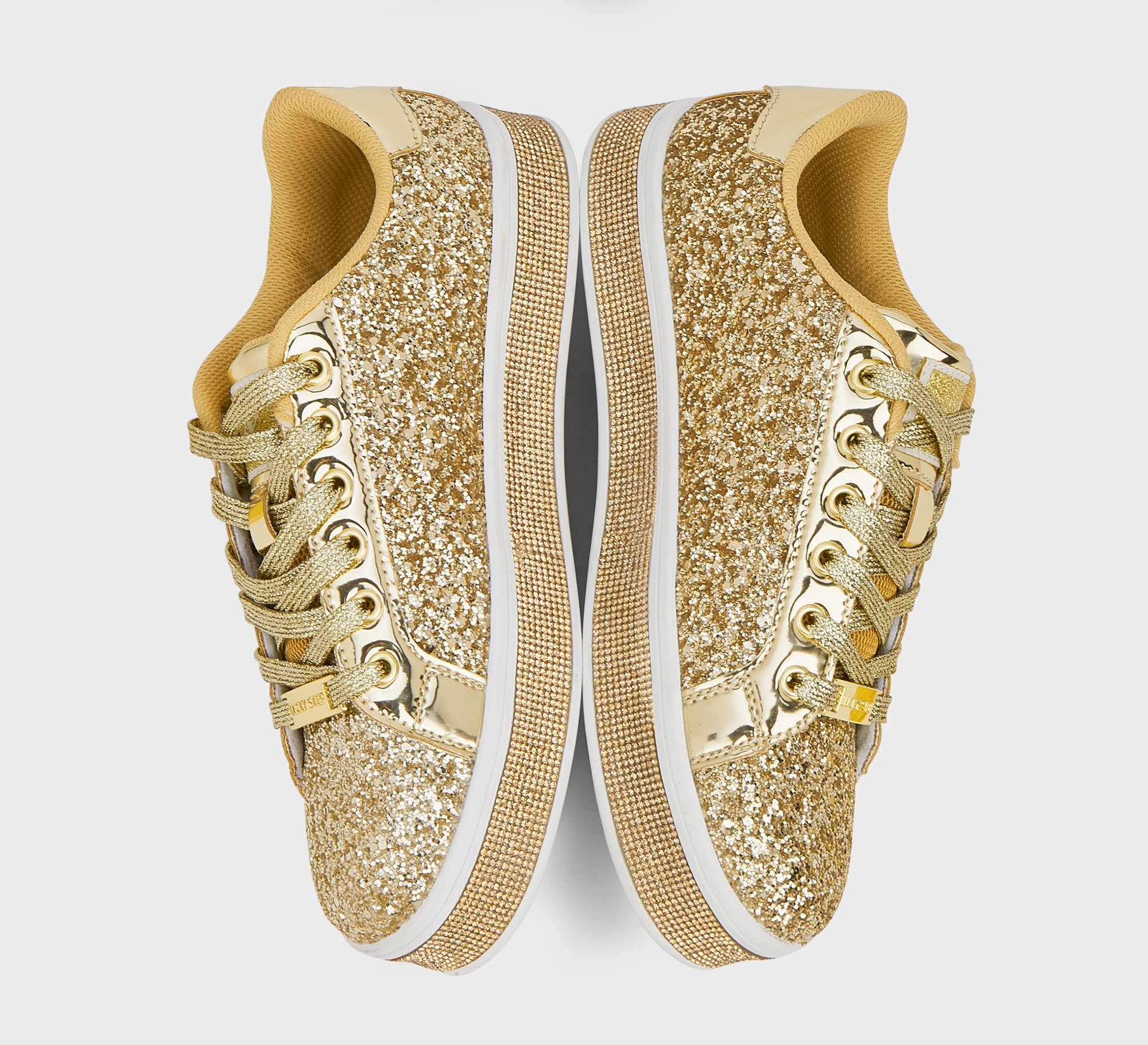 Women's Glitter Wedding Sneakers - Rhinestone Sole Platform Shoes