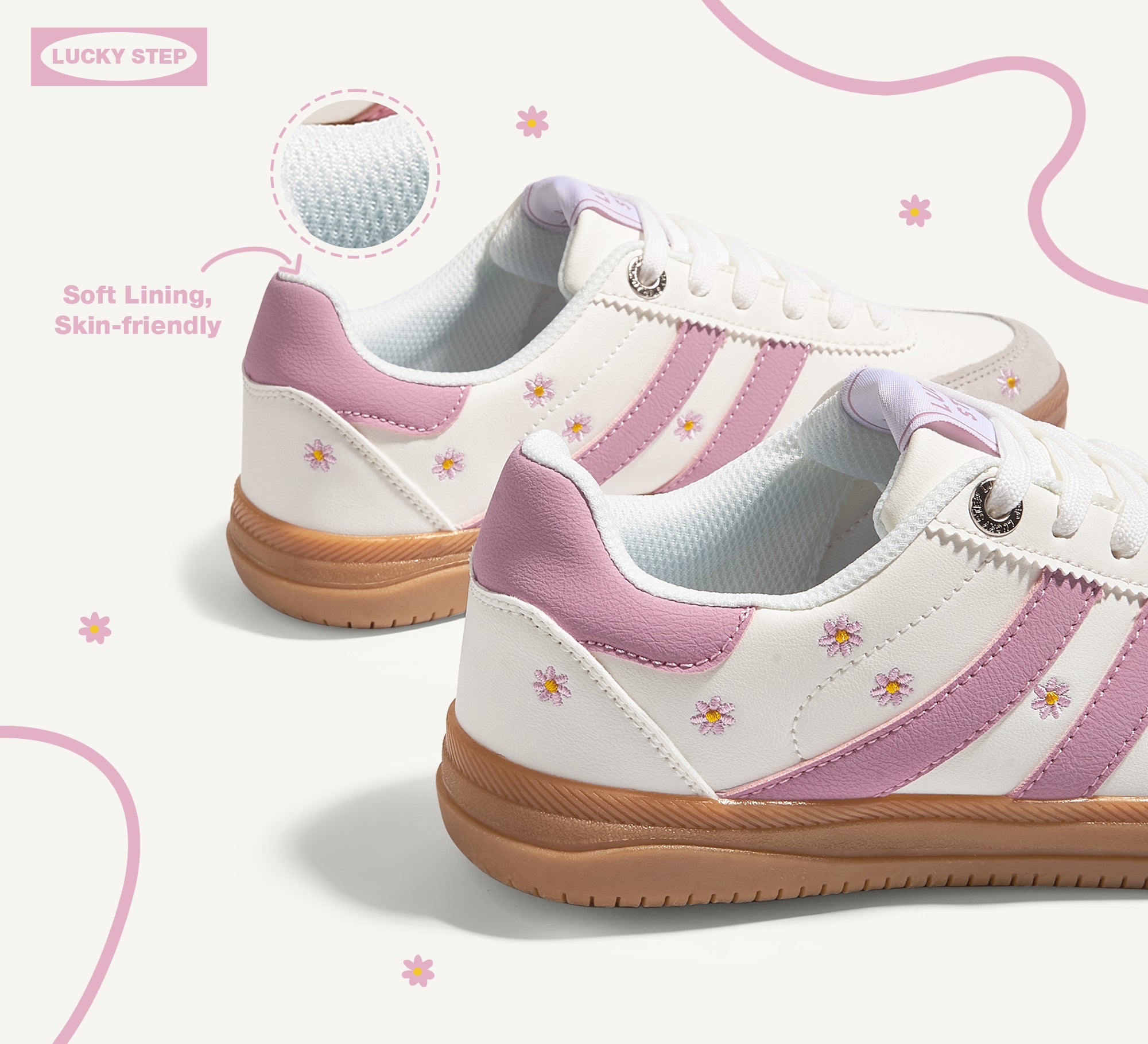 Women's Floral Embroidery Retro Sneakers - Gum Sole Anti-Slip Walking Shoes