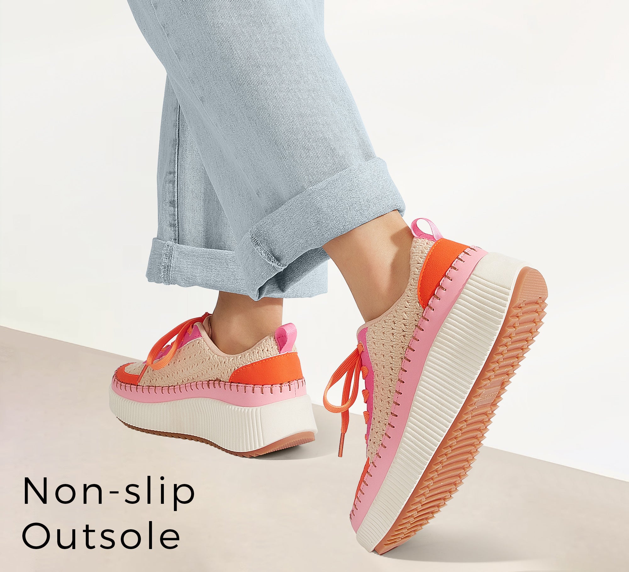 Women's Chunky Platform Sneakers - Rhinestone Braided Walking Shoes