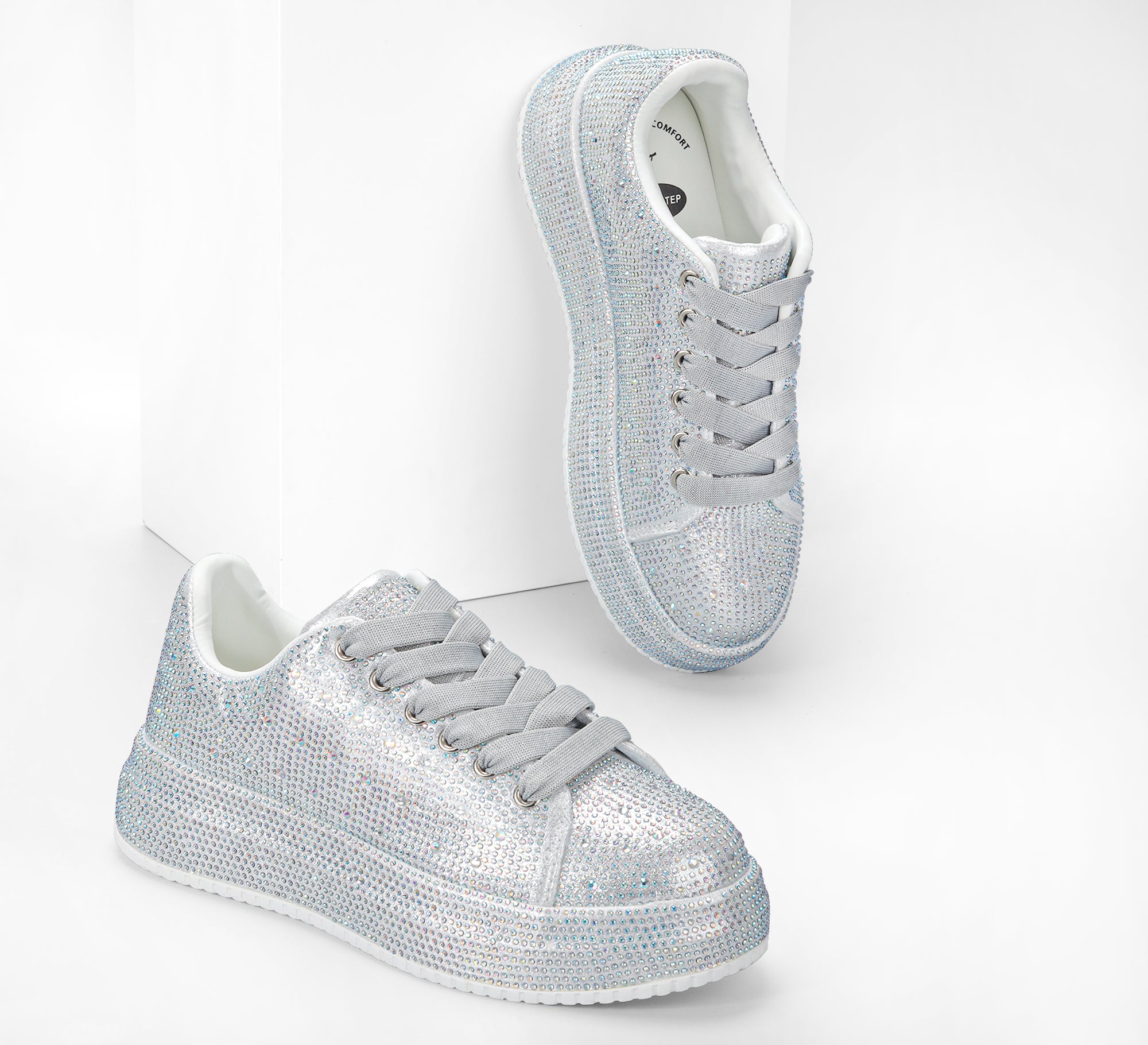 Sparkly Platform Sneakers | Full Rhinestone Wedding Party Shoes