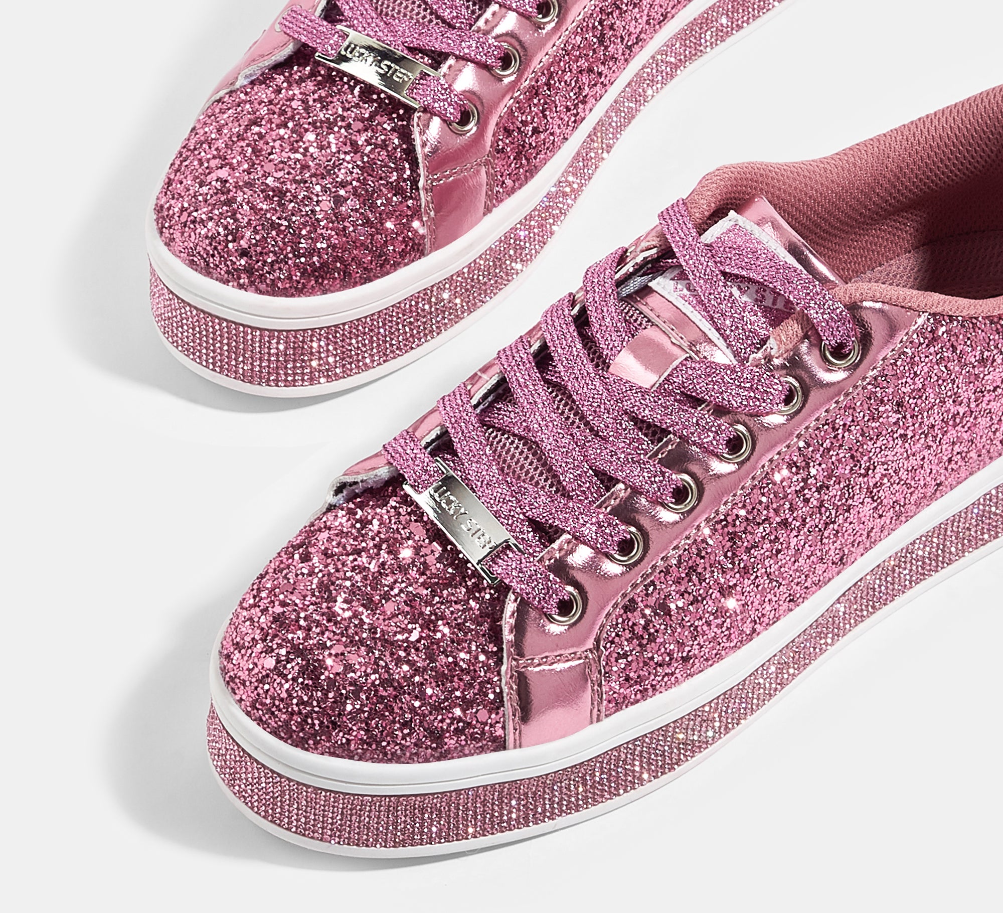Women's Glitter Wedding Sneakers - Rhinestone Sole Platform Shoes