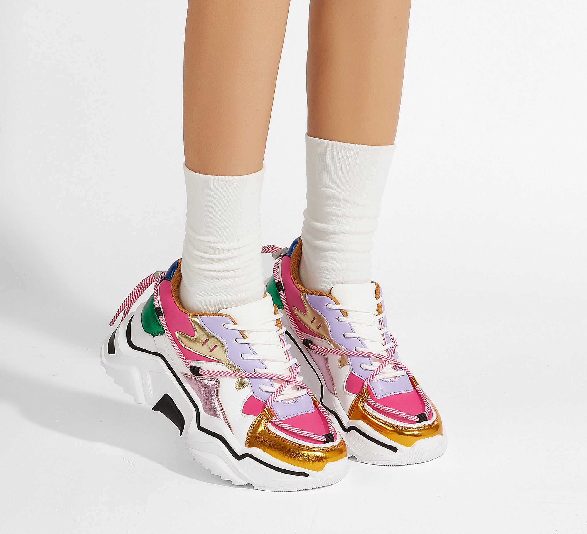 Retro Colorblock Platform Sneakers