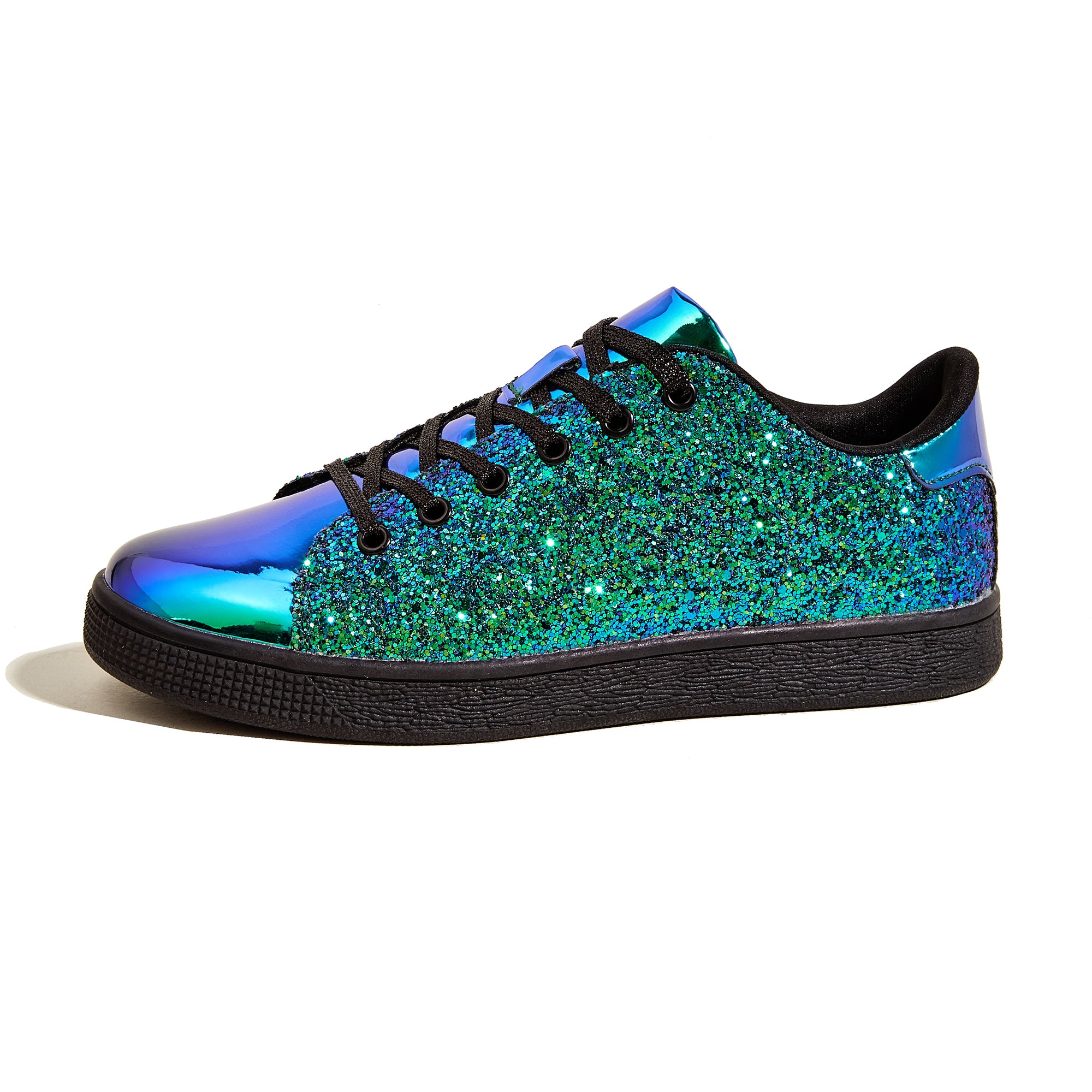 Women's Glitter Sneakers - Sparkly Bling Fashion Lace-Up Shoes