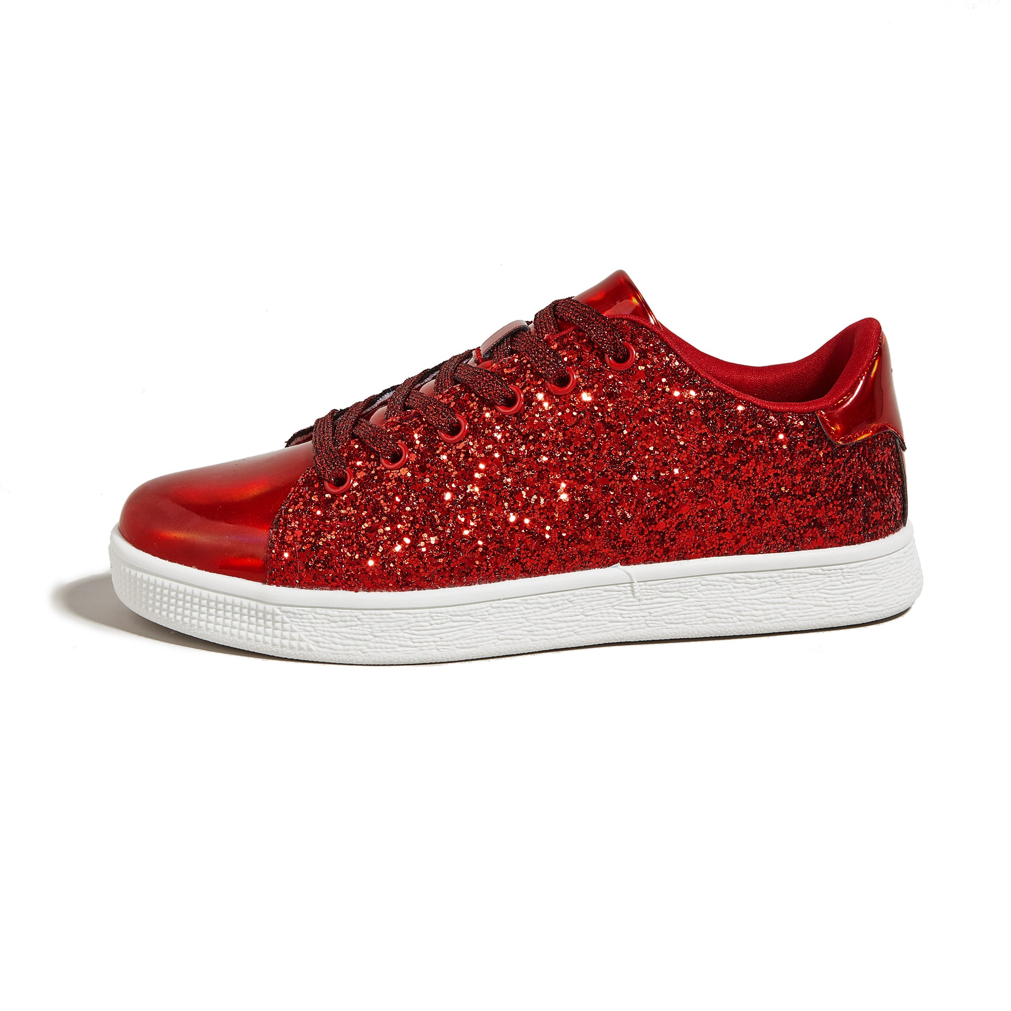 Women's Glitter Sneakers - Sparkly Bling Fashion Lace-Up Shoes