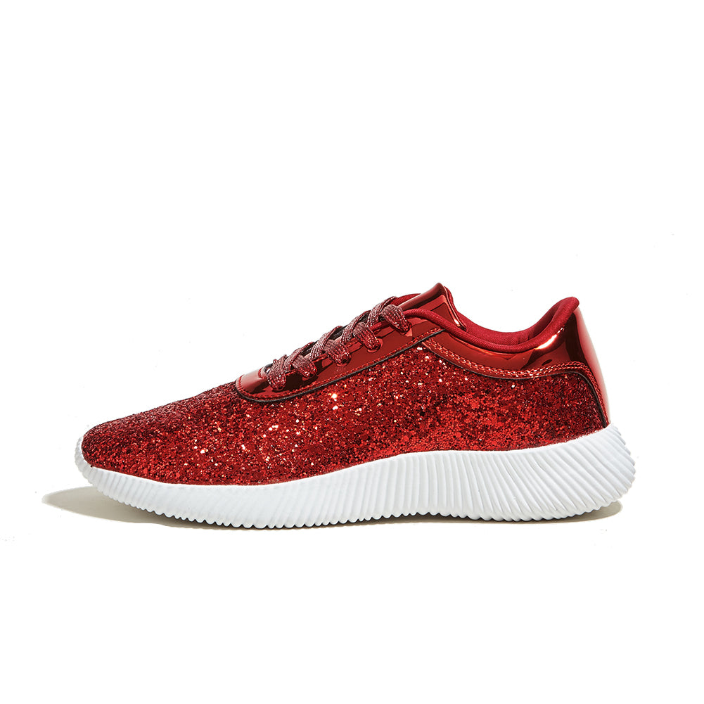 Women's Glitter Sequins Tennis Shoes - Sparkly Retro Braided Walking Sneakers
