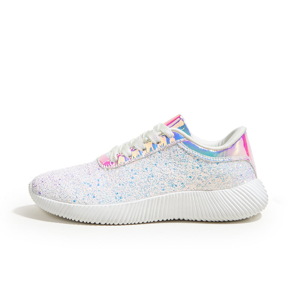 Women's Glitter Sequins Tennis Shoes - Sparkly Retro Braided Walking Sneakers