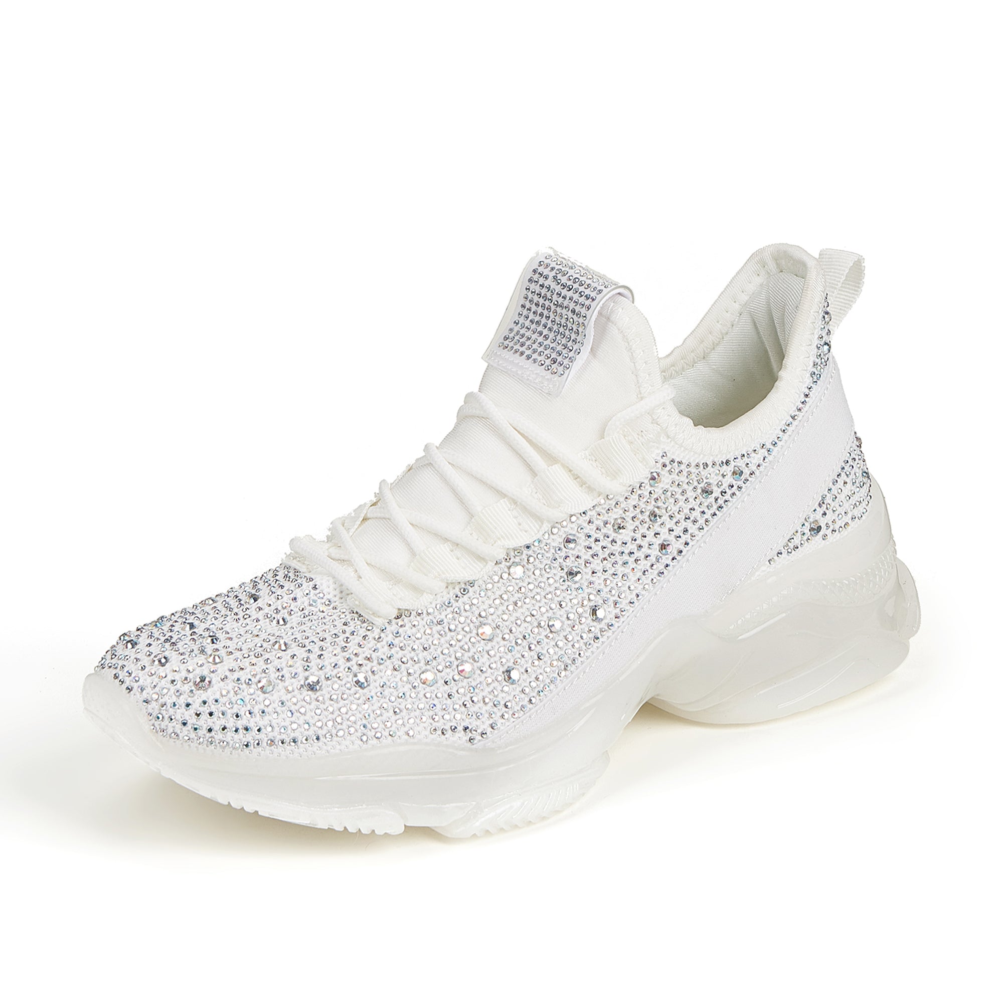 Women's Rhinestone Mesh Slip-On Sneakers - Sparkle Glitter Breathable Walking Shoes