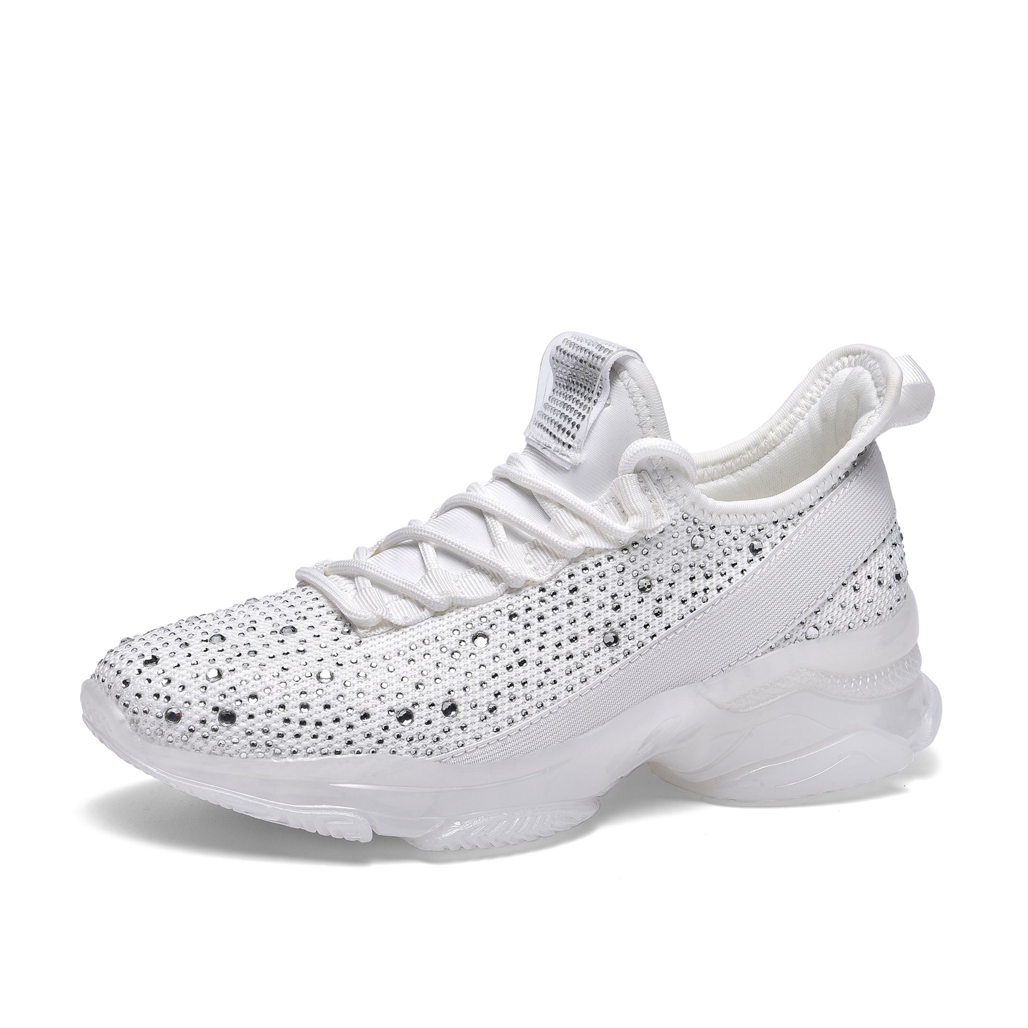 Lucky Step Rhinestone Mesh Slip-On Sneakers