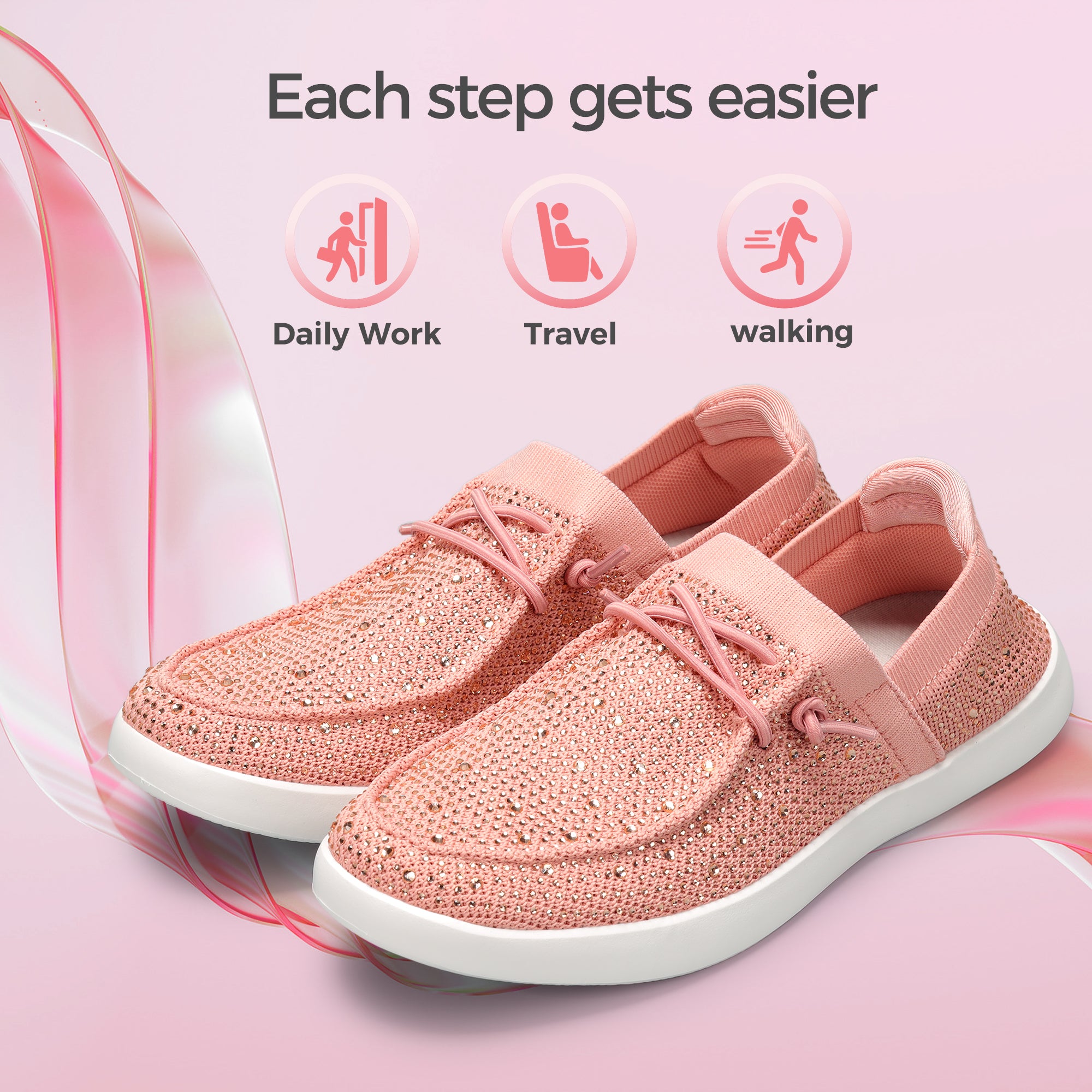 LuckyStep Rhinestone Slip-On Loafers