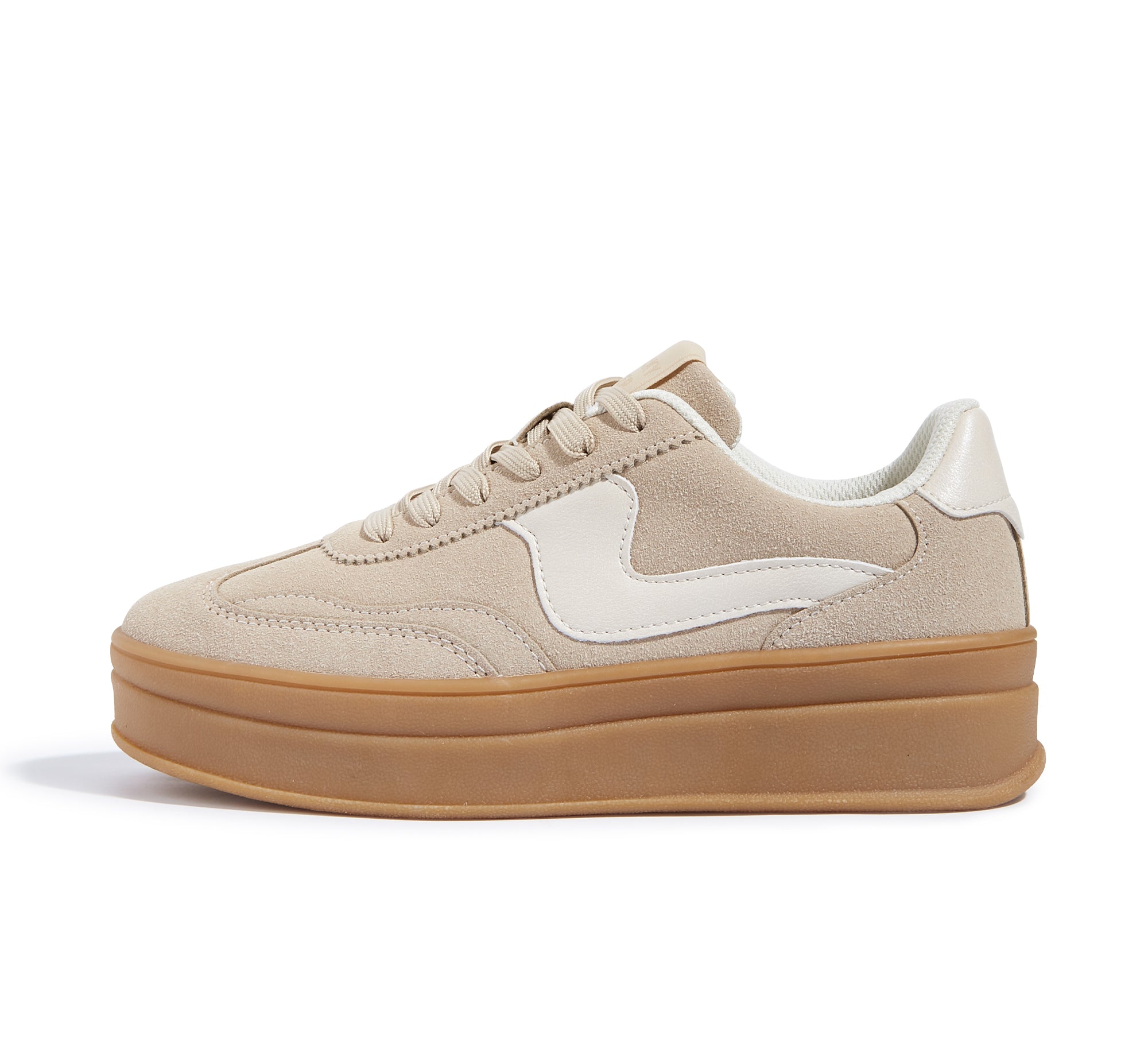 Women's Suede Platform Sneakers - 1.81" Gum Sole Walking Shoes