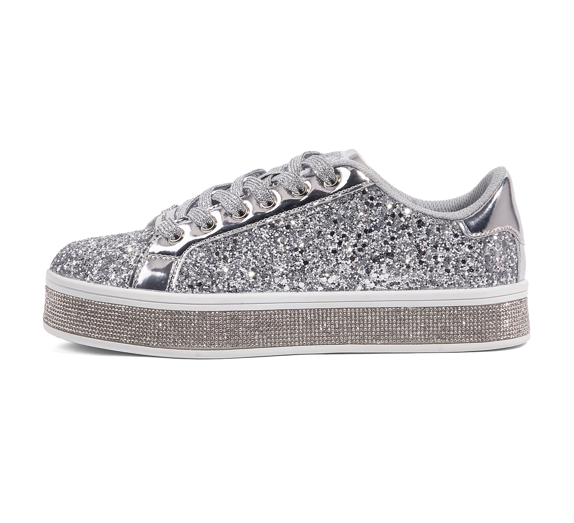 Women's Glitter Wedding Sneakers - Rhinestone Sole Platform Shoes