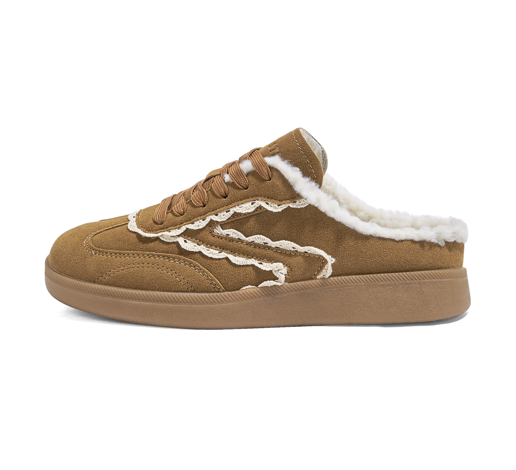 Plush Mule Sneakers-Women's Slip-On Winter Casual Shoes