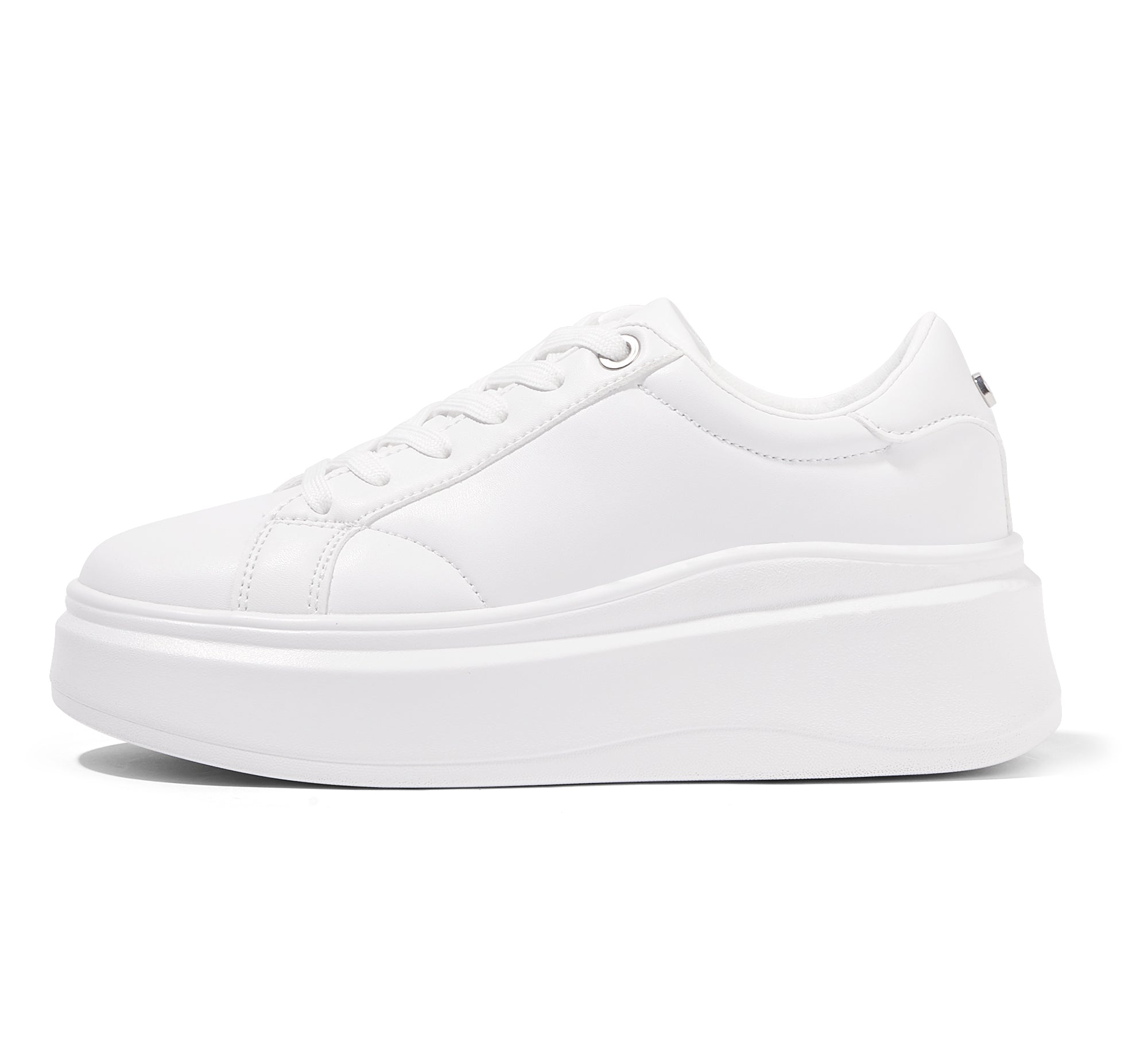 Women's 2.6" Platform Sneakers - Faux Leather Casual Walking Shoes