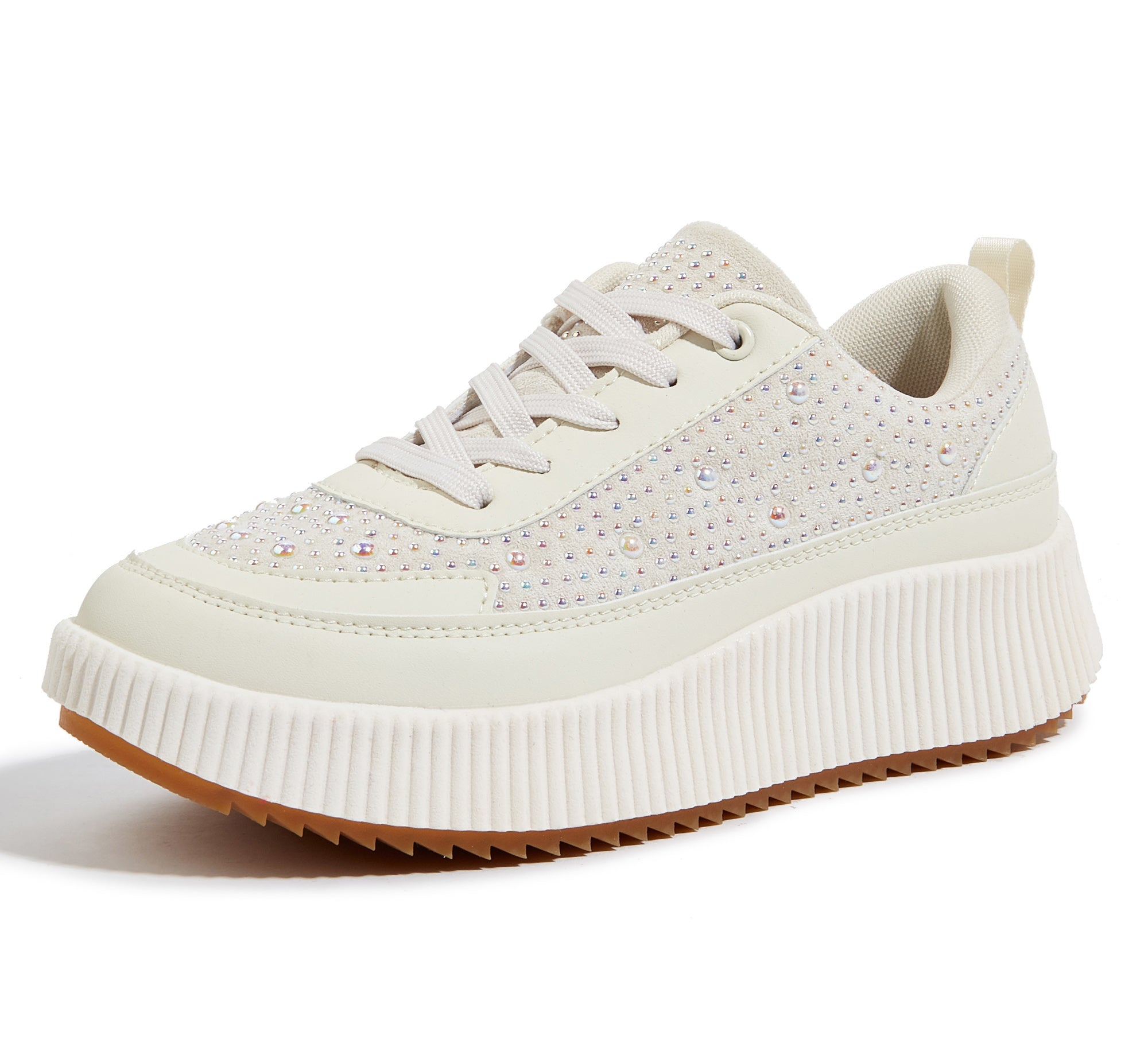 Women's Chunky Platform Sneakers - Rhinestone Braided Walking Shoes