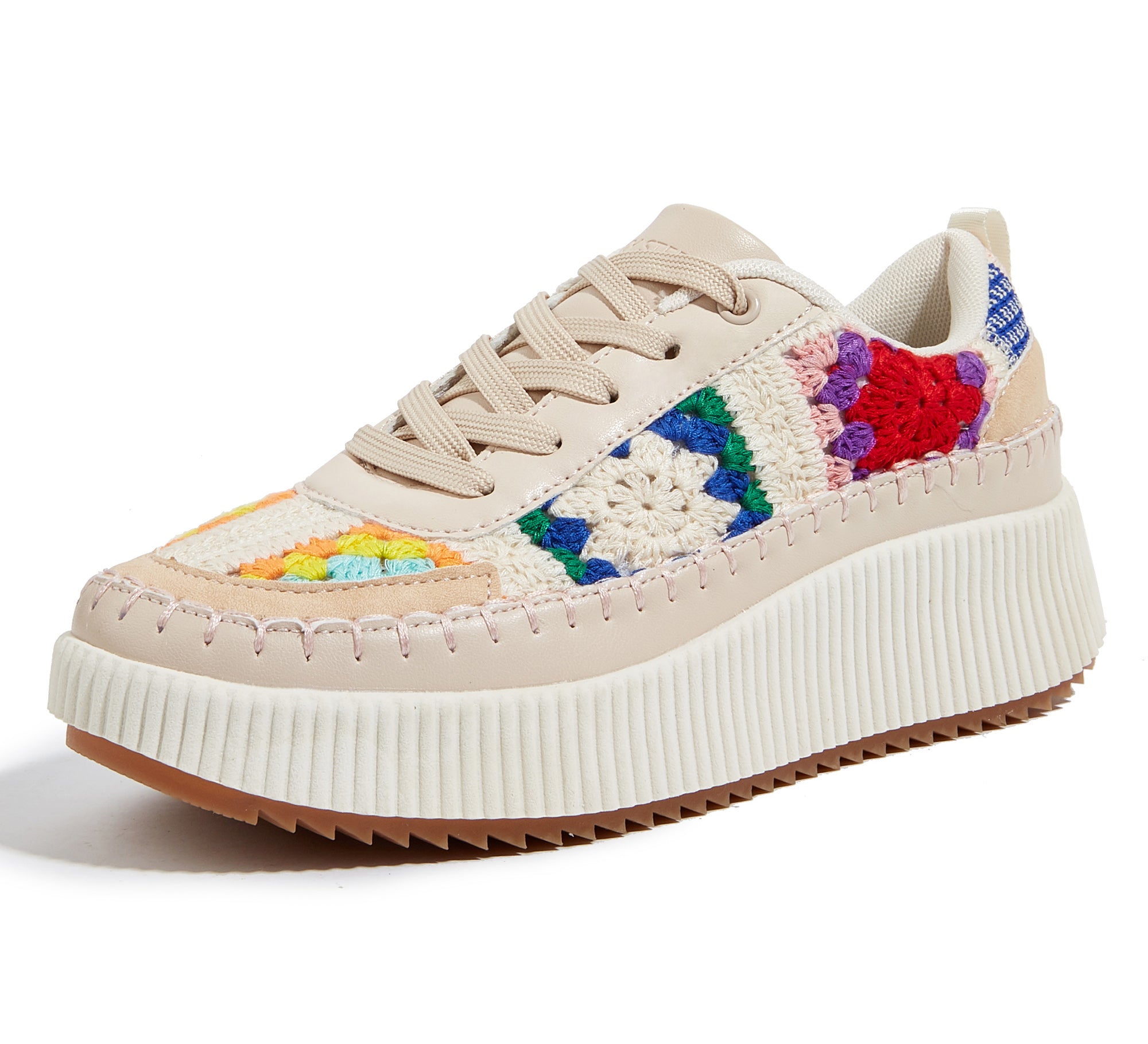 Women's Chunky Platform Sneakers - Rhinestone Braided Walking Shoes
