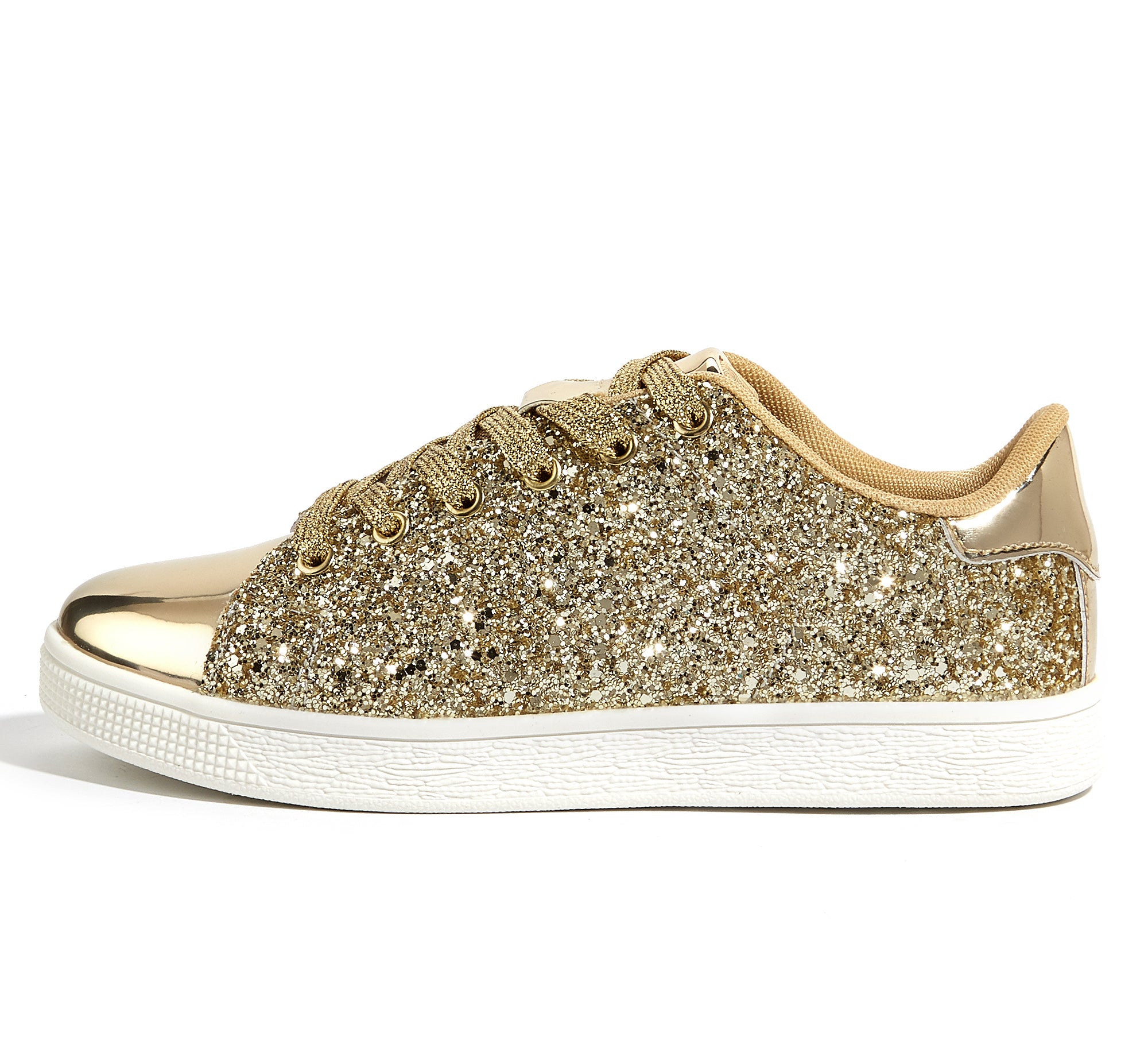 Women's Glitter Sneakers - Sparkly Bling Fashion Lace-Up Shoes