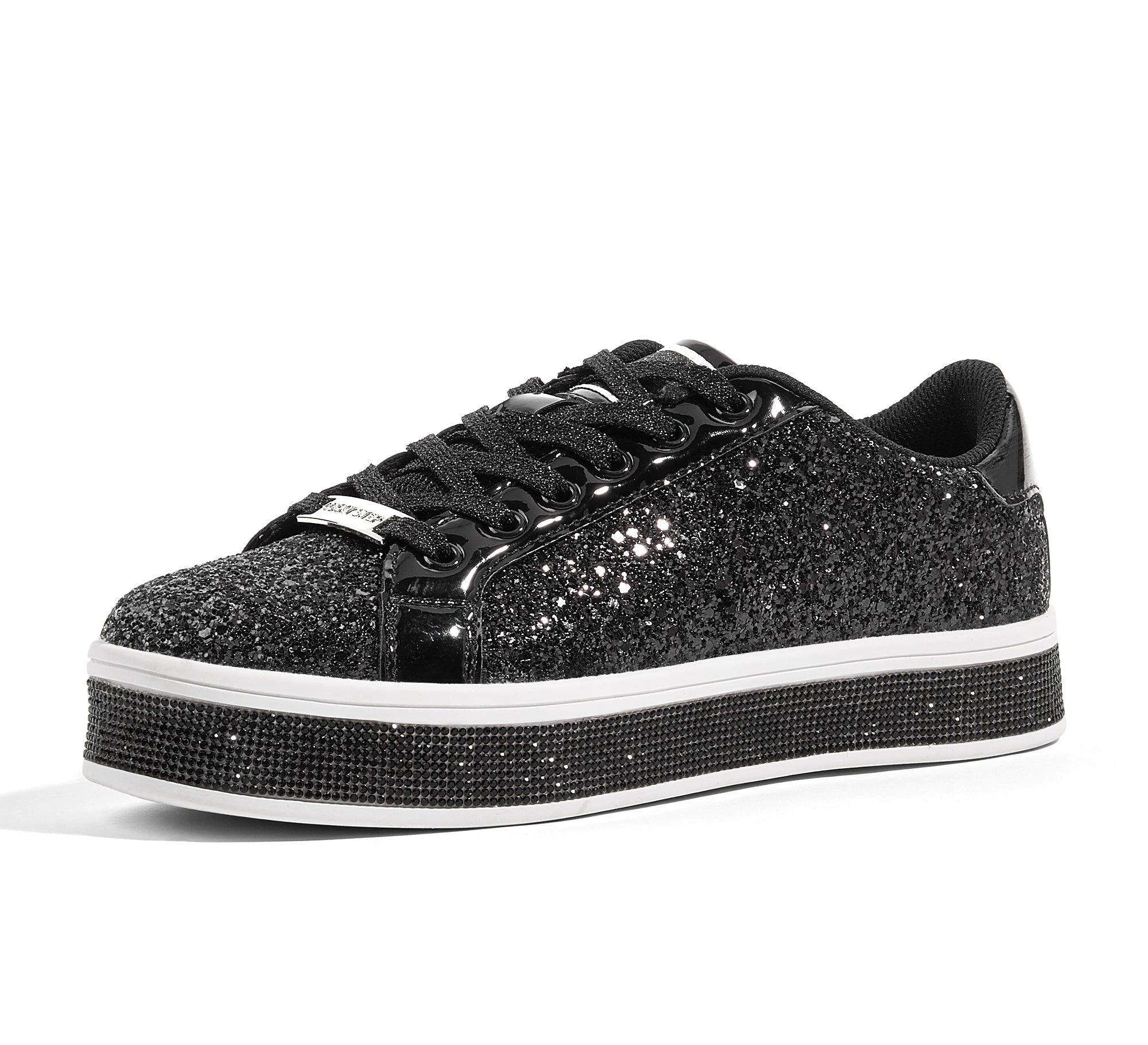 Women's Glitter Wedding Sneakers - Rhinestone Sole Platform Shoes