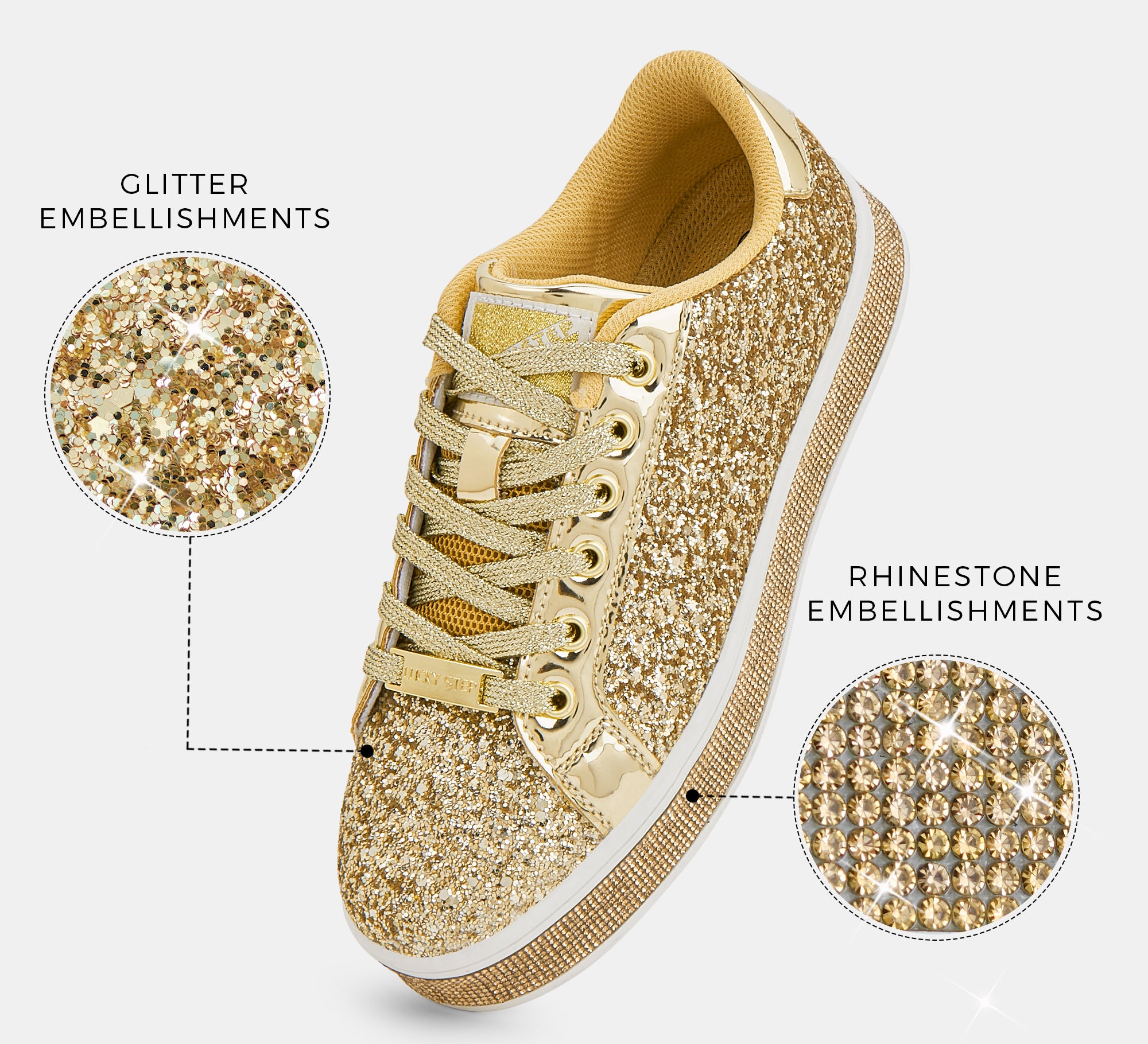 Women's Glitter Wedding Sneakers - Rhinestone Sole Platform Shoes