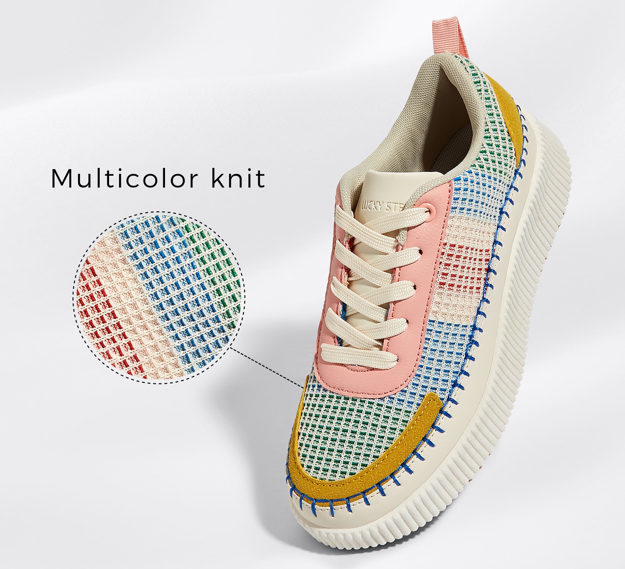 Women's Chunky Platform Sneakers - Rhinestone Braided Walking Shoes