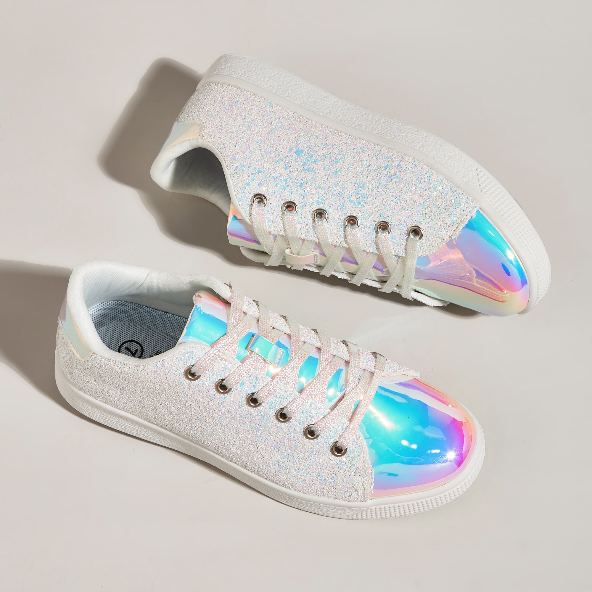 Women's Glitter Sneakers - Sparkly Bling Fashion Lace-Up Shoes