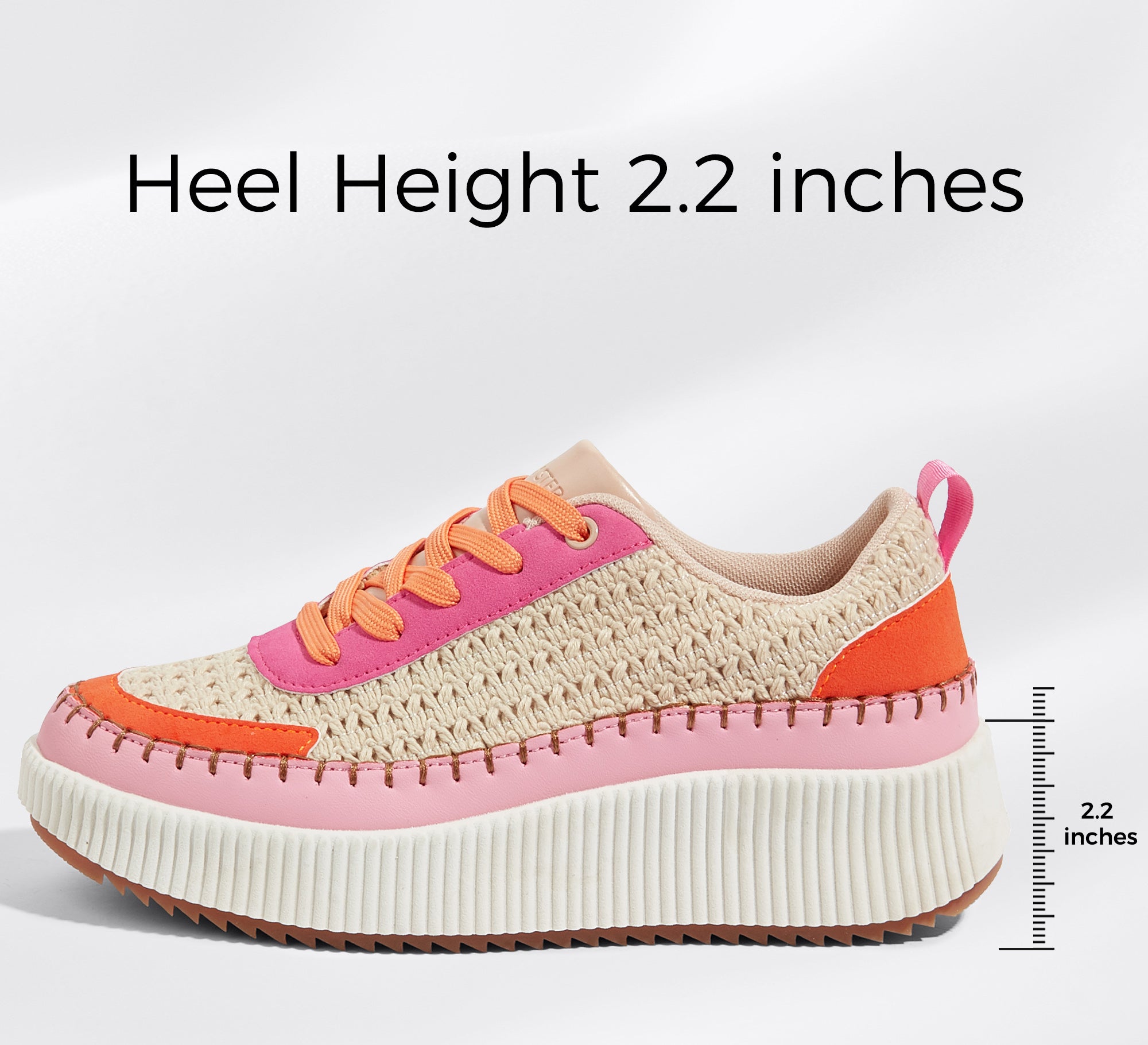 Women's Chunky Platform Sneakers - Rhinestone Braided Walking Shoes
