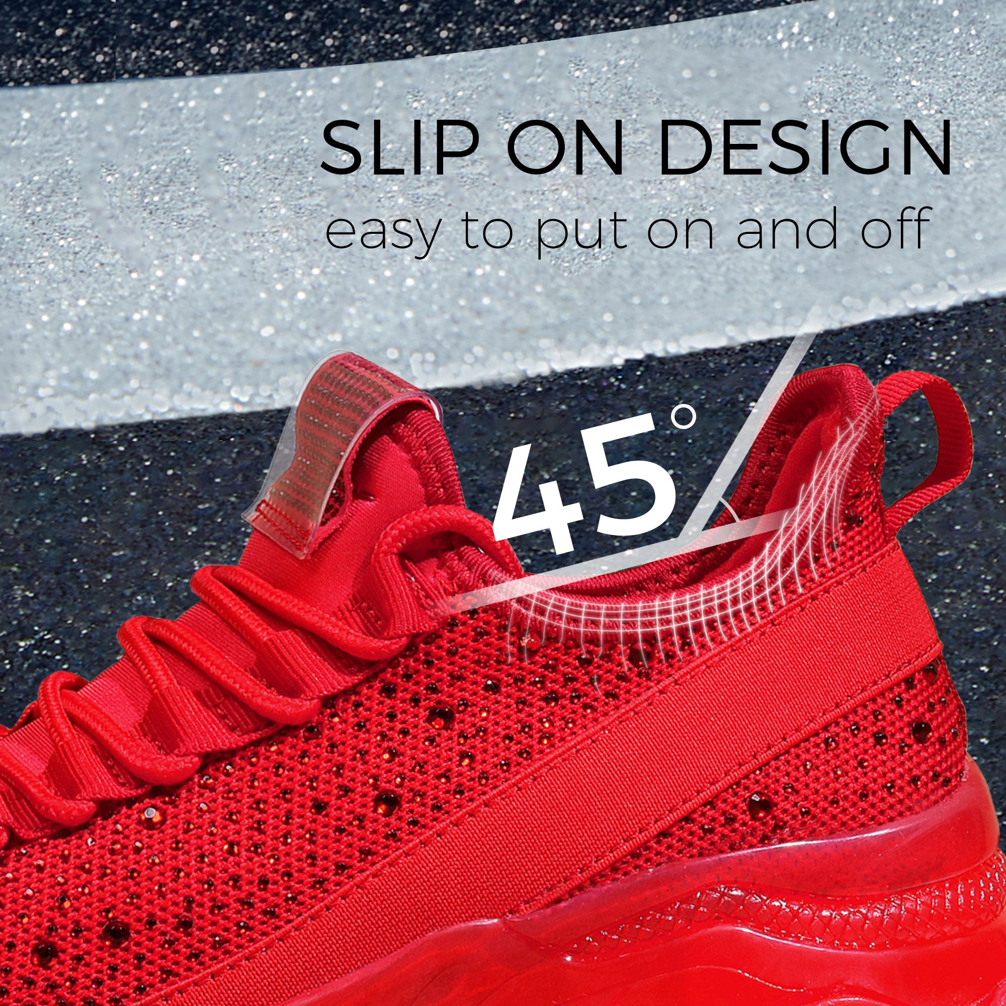 Lucky Step Rhinestone Mesh Slip-On Sneakers