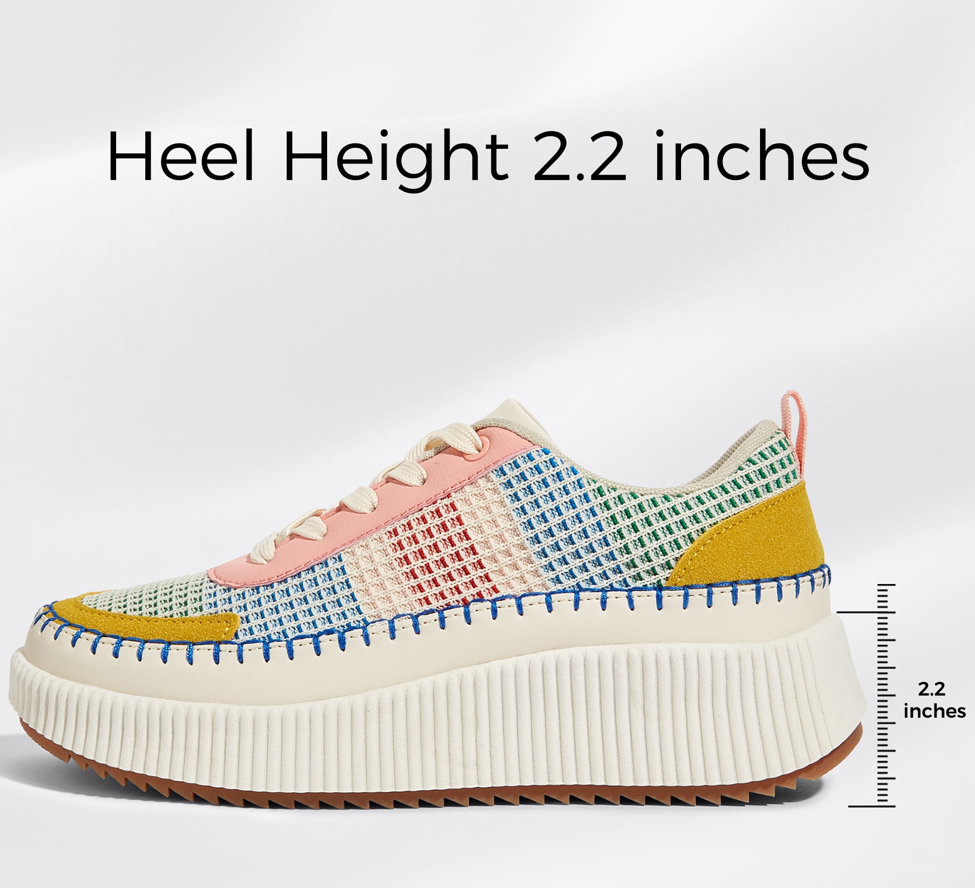 Women's Chunky Platform Sneakers - Rhinestone Braided Walking Shoes