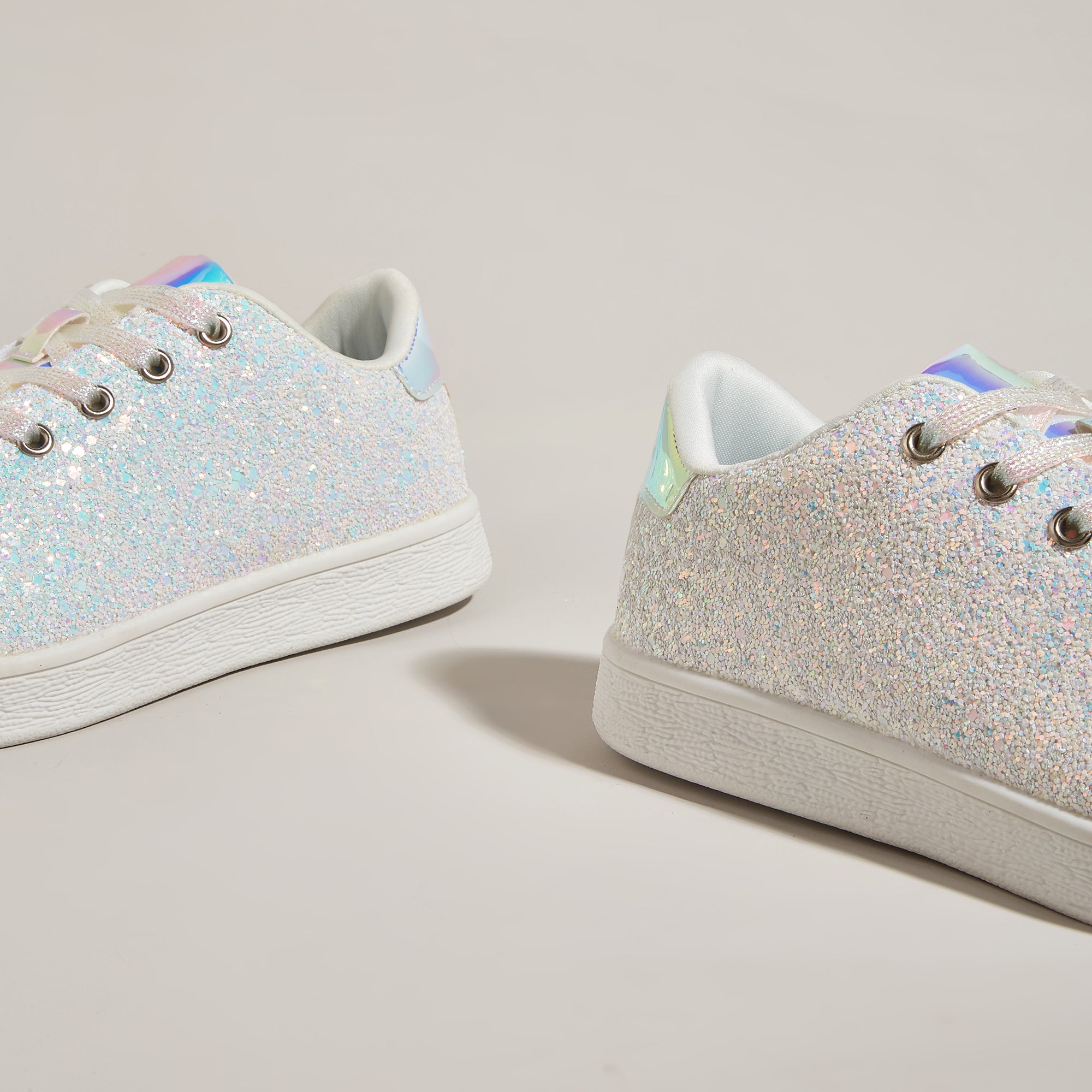 Women's Glitter Sneakers - Sparkly Bling Fashion Lace-Up Shoes